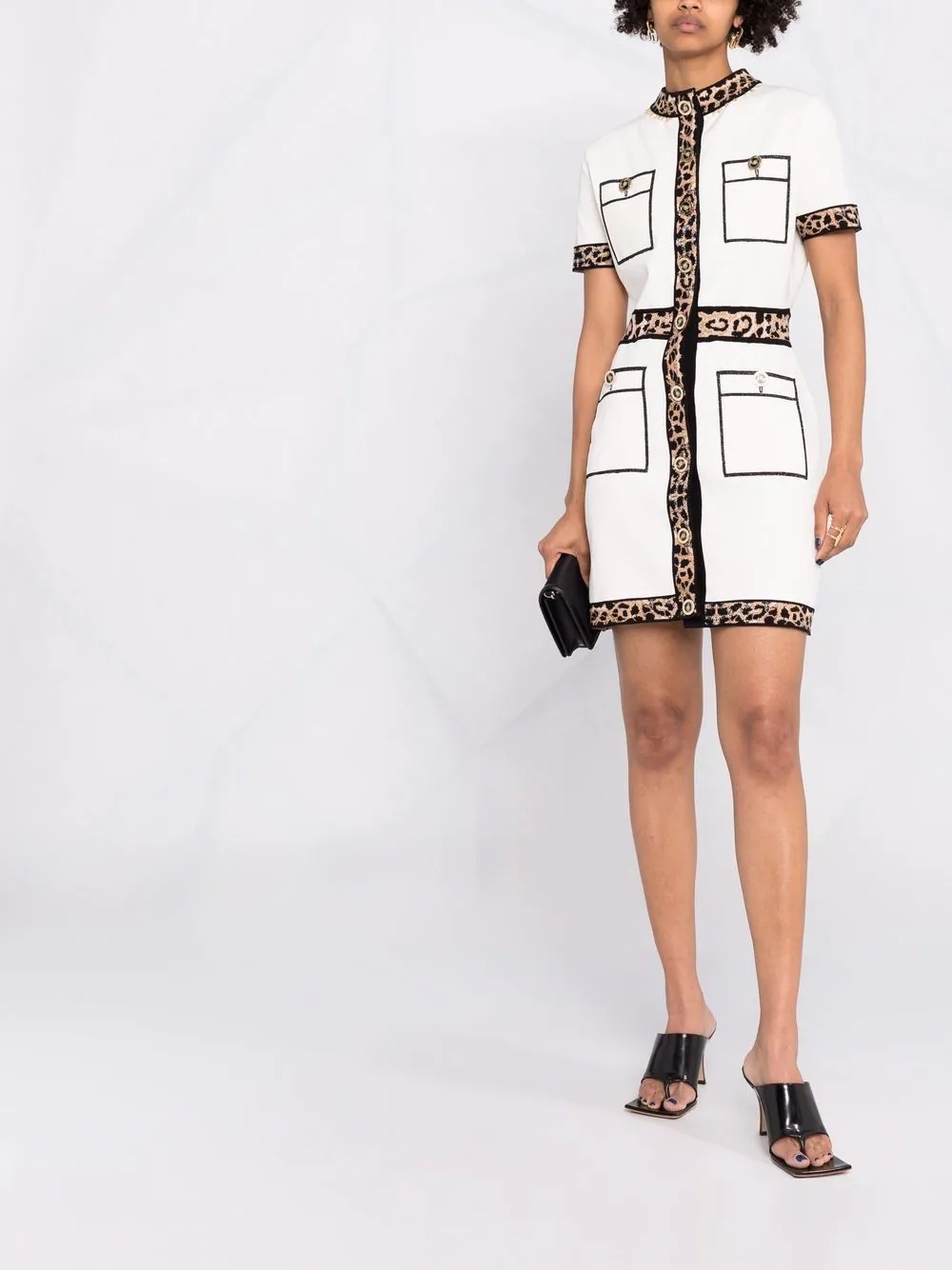 leopard trim dress - 2