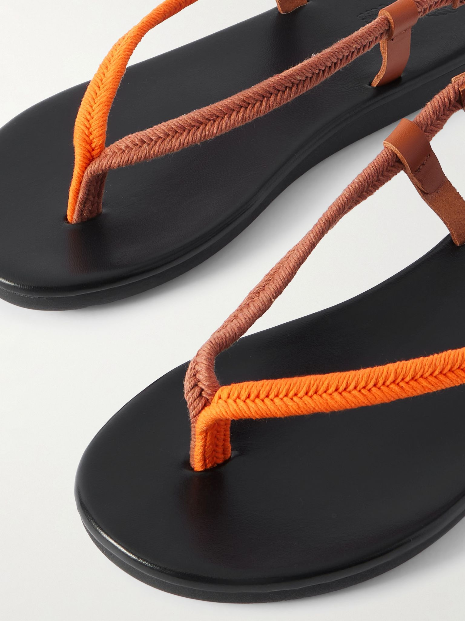 Zoi leather-trimmed woven cord sandals Orange - 4