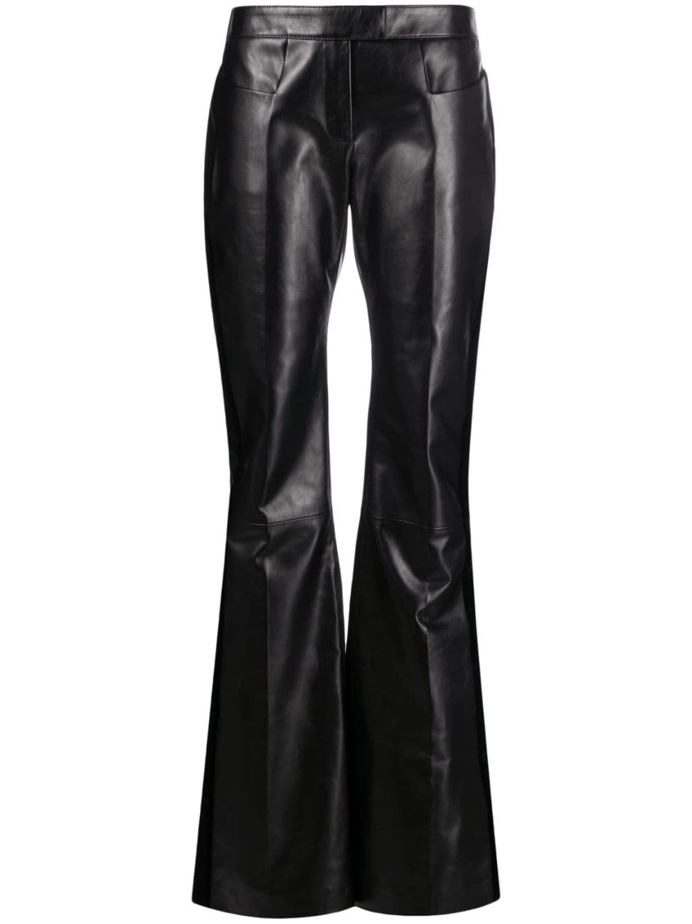 flared leather trousers - 1