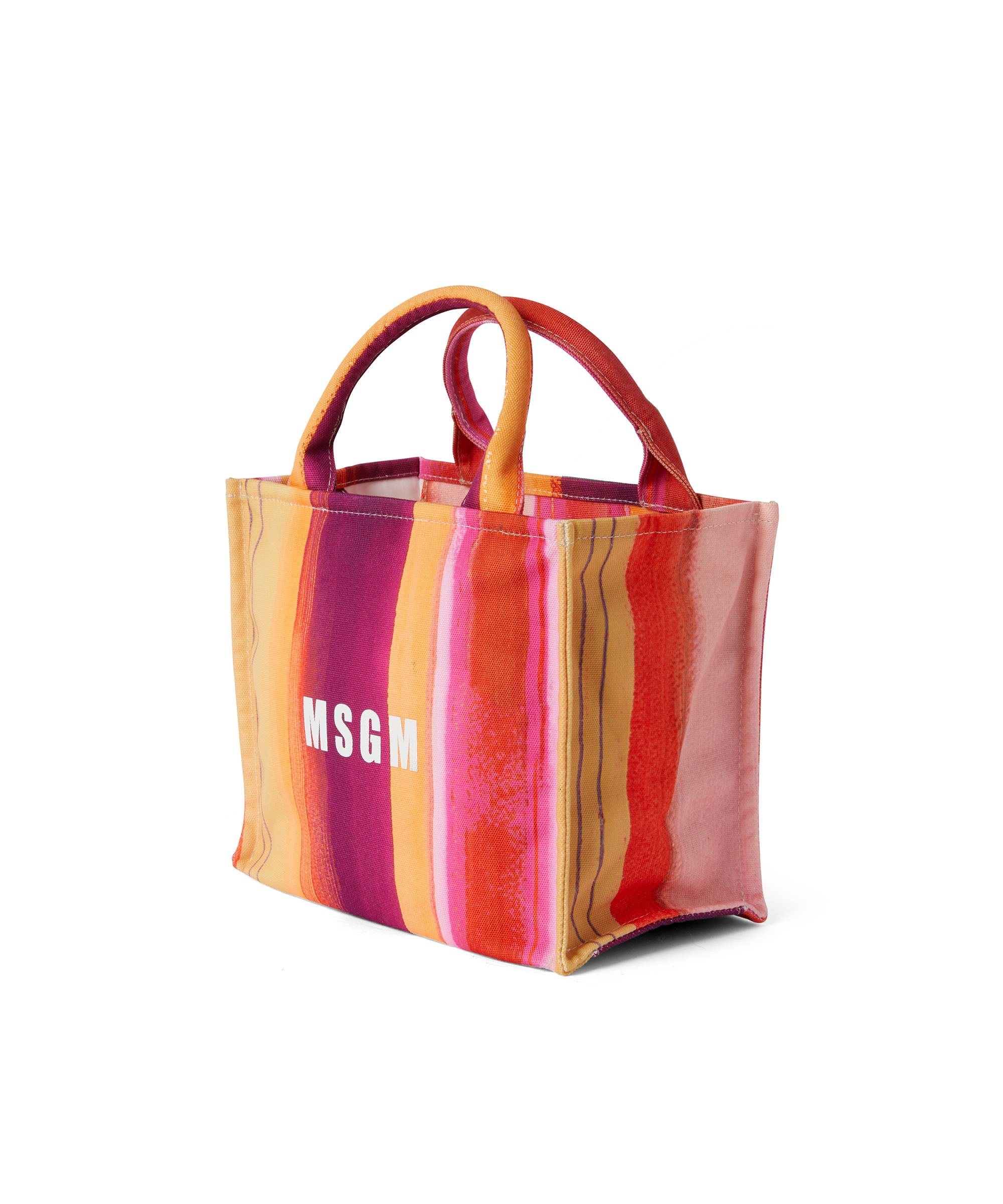 Cotton "brushed stripes" mini tote bag with MSGM logo - 3