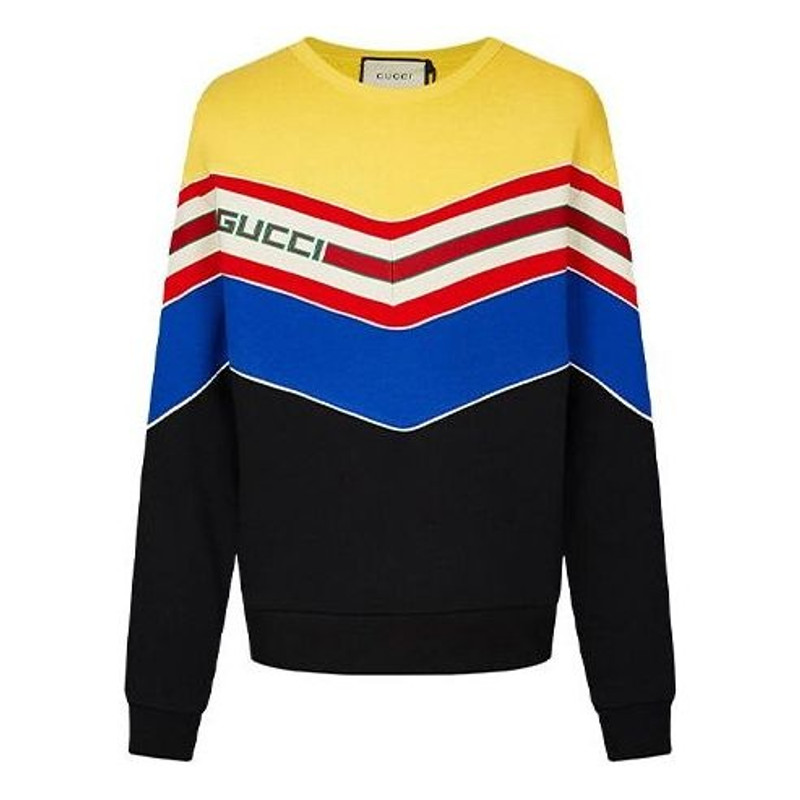Gucci MENS Cotton Multicolor Striped Pullover Long Sleeve Black 560495-XJATN-1074 - 1