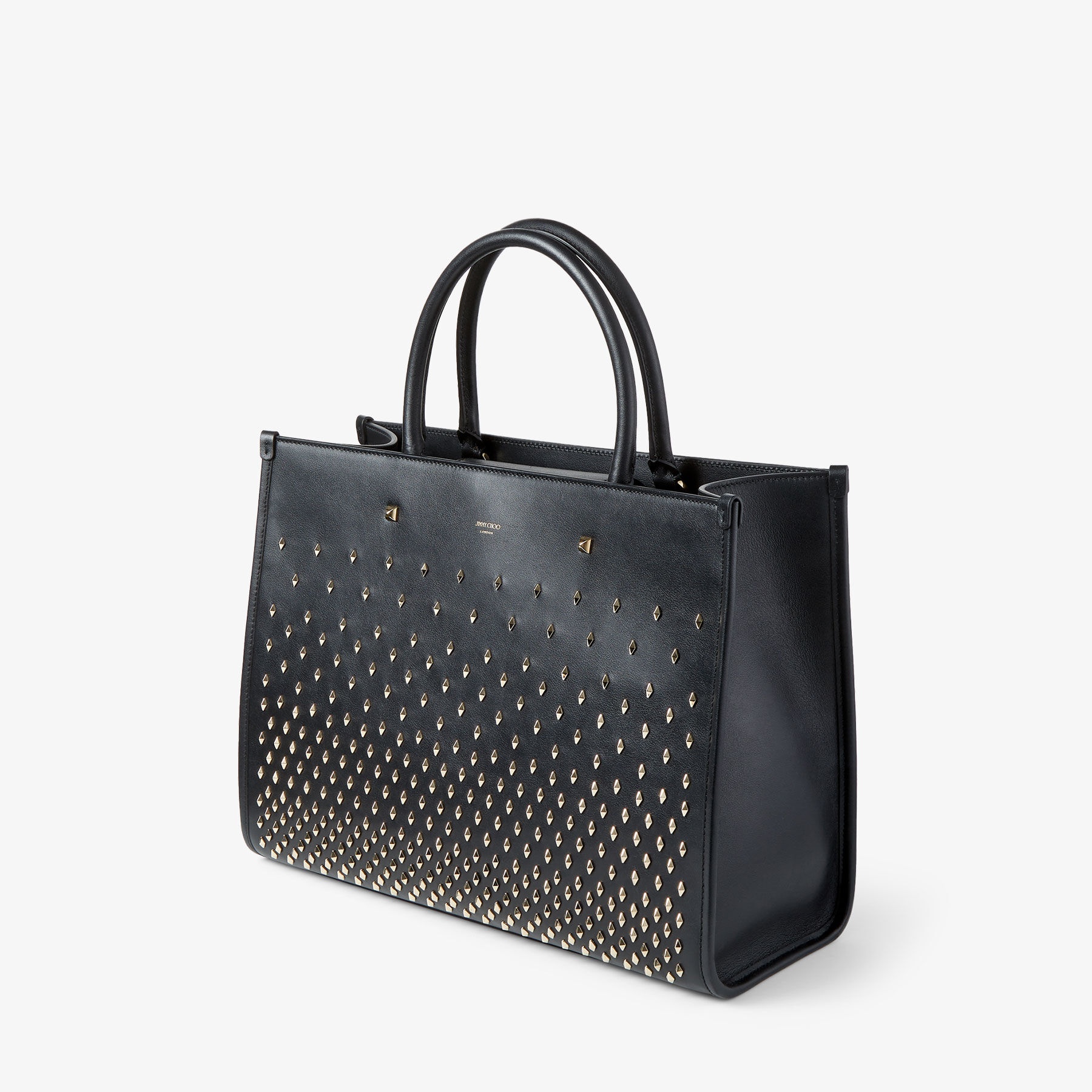 Varenne M Tote
Black Leather Tote Bag with Studs - 2