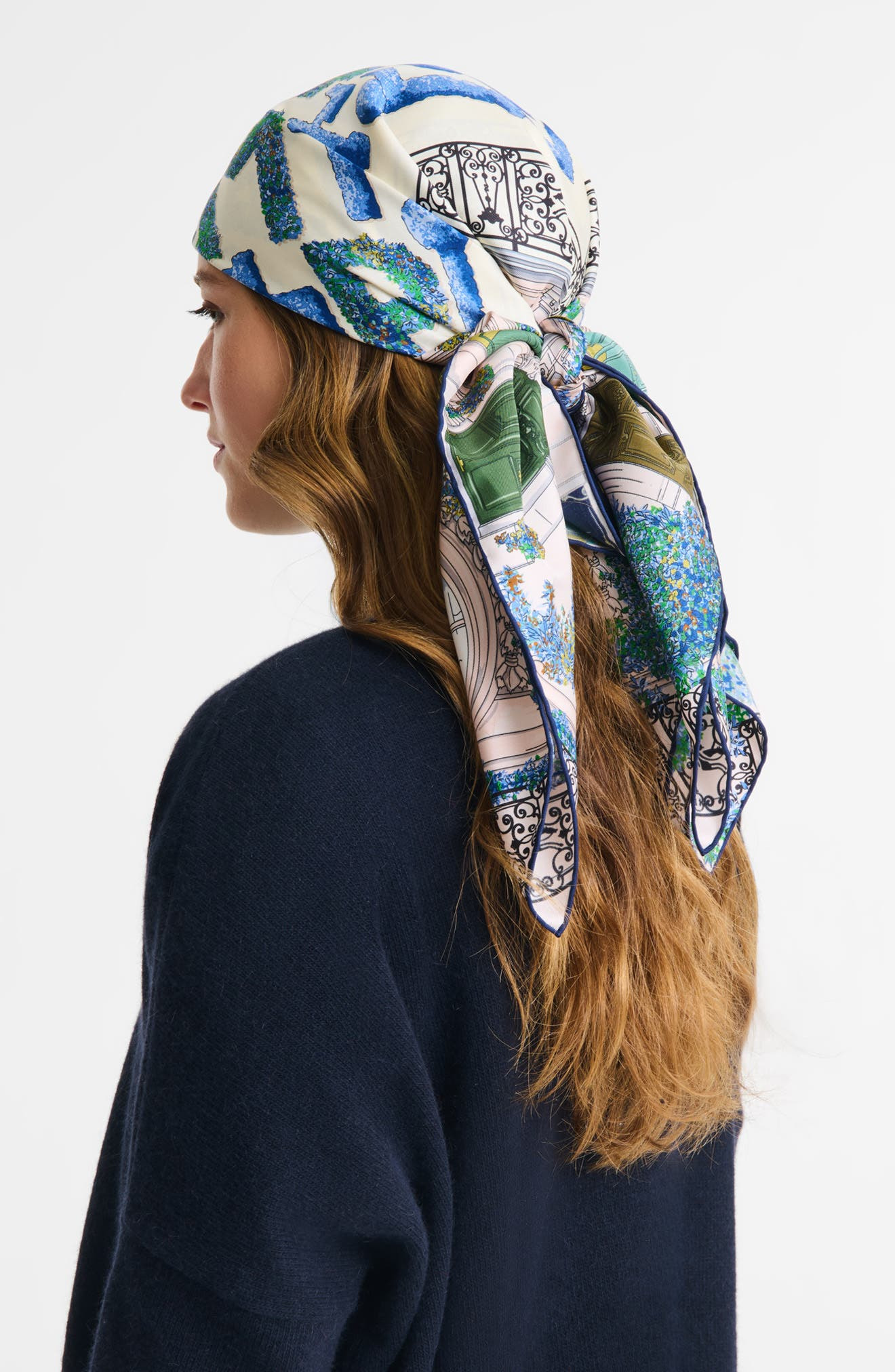 Longchamp Jardin Parisiene Square Silk Scarf in Navy at Nordstrom - 2