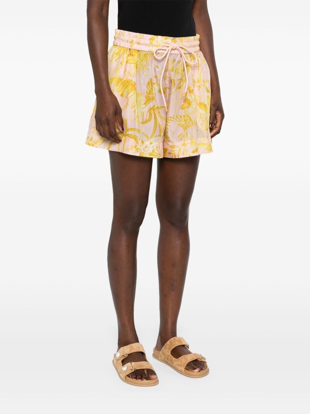 floral-print silk shorts - 3