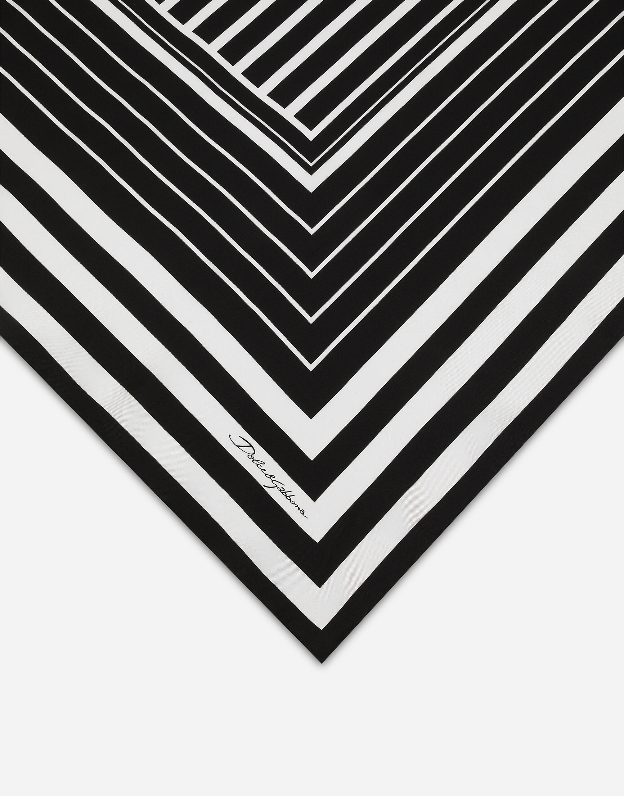 Silk twill scarf with striped print (90x90) - 2