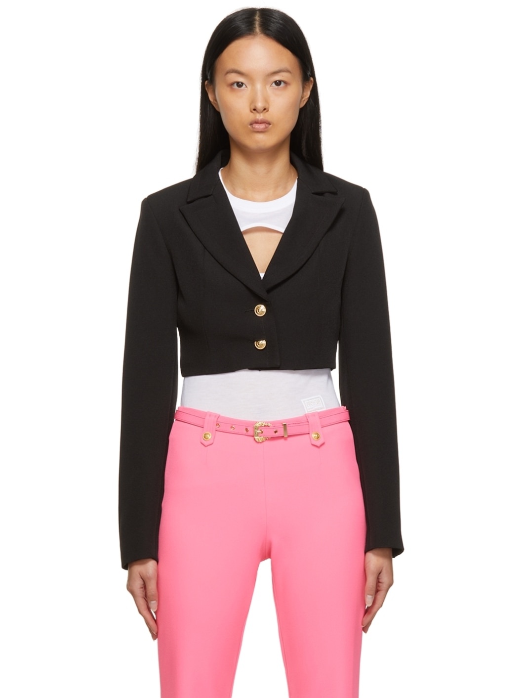 Black Techno Cady Crop Blazer - 1