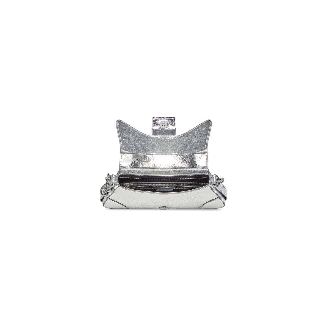 Women's Lindsay Small Shoulder Bag With Strap Pleated Mirror Effect in Silver - 6