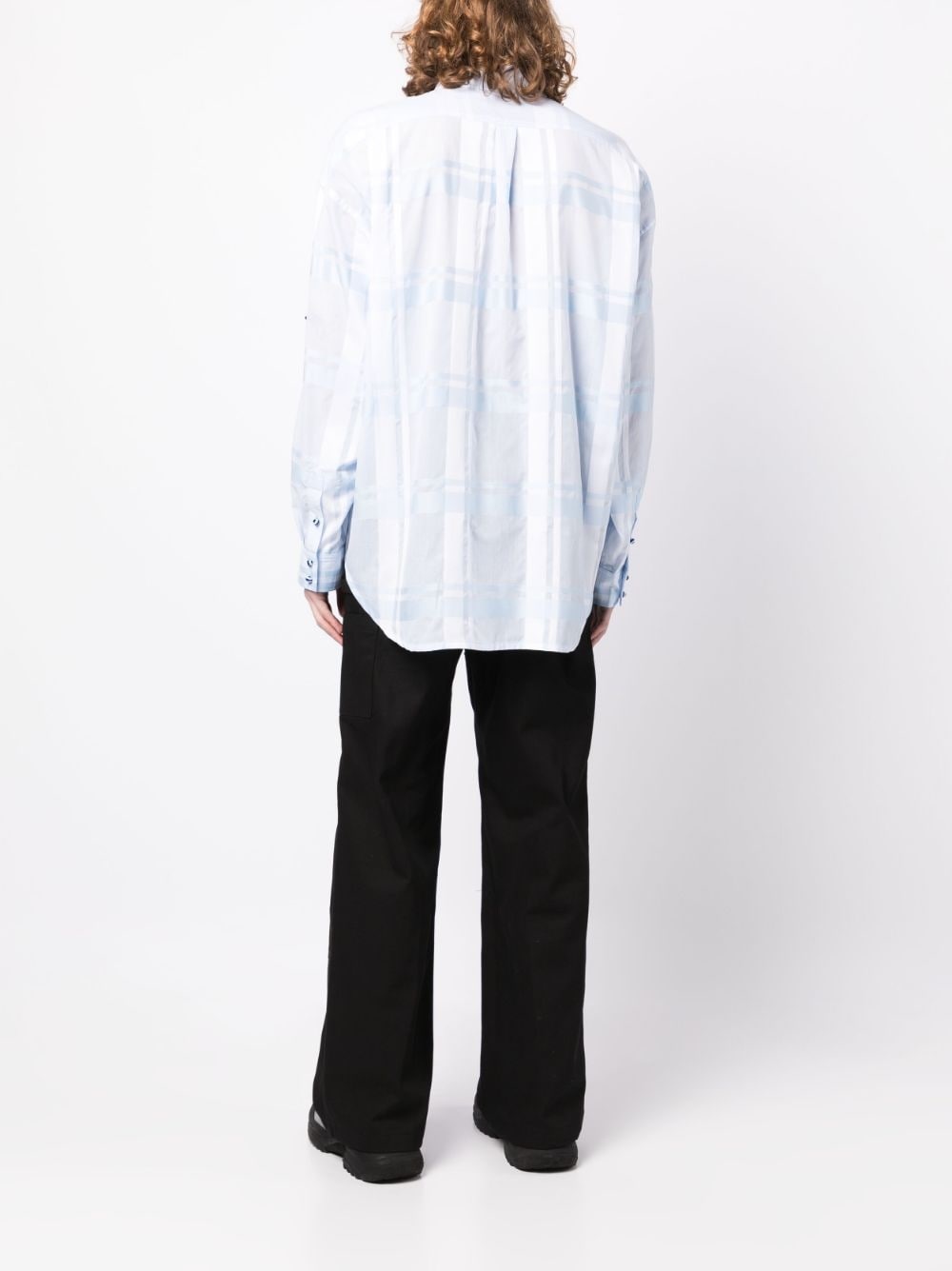 SEMI-SHEER PLAID COTTON SHIRT - 3