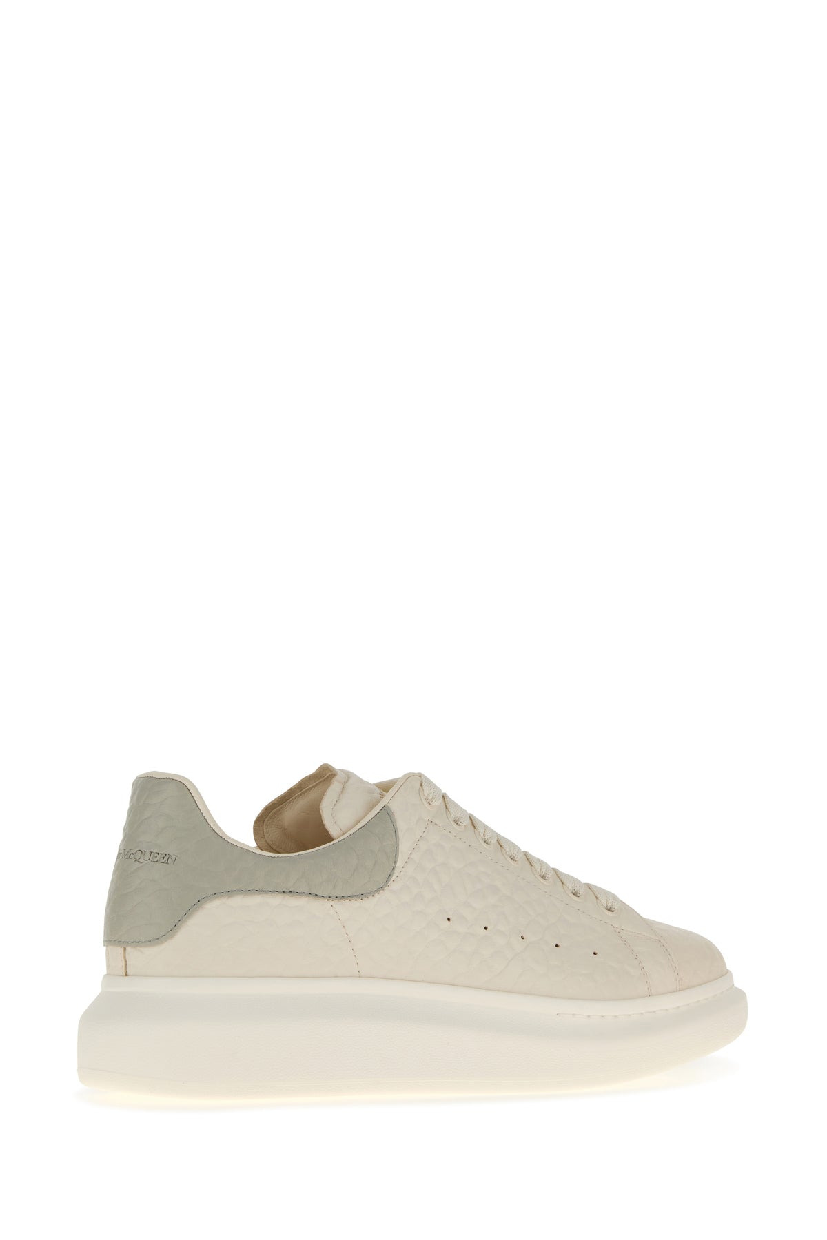 Ivory leather sneakers with grey leather heel - 3