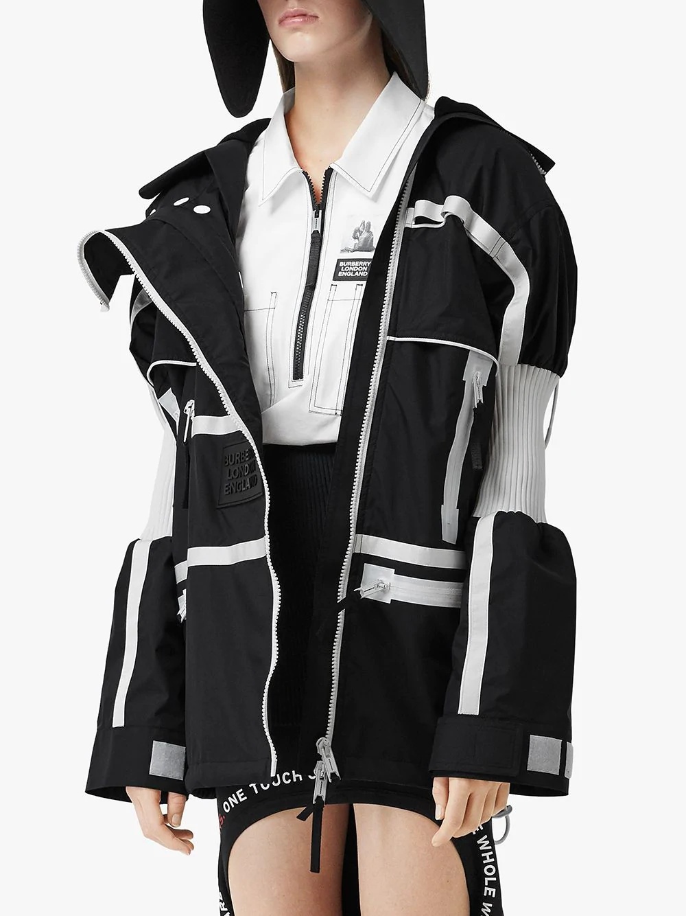 two-tone reconstructed track coat - 3