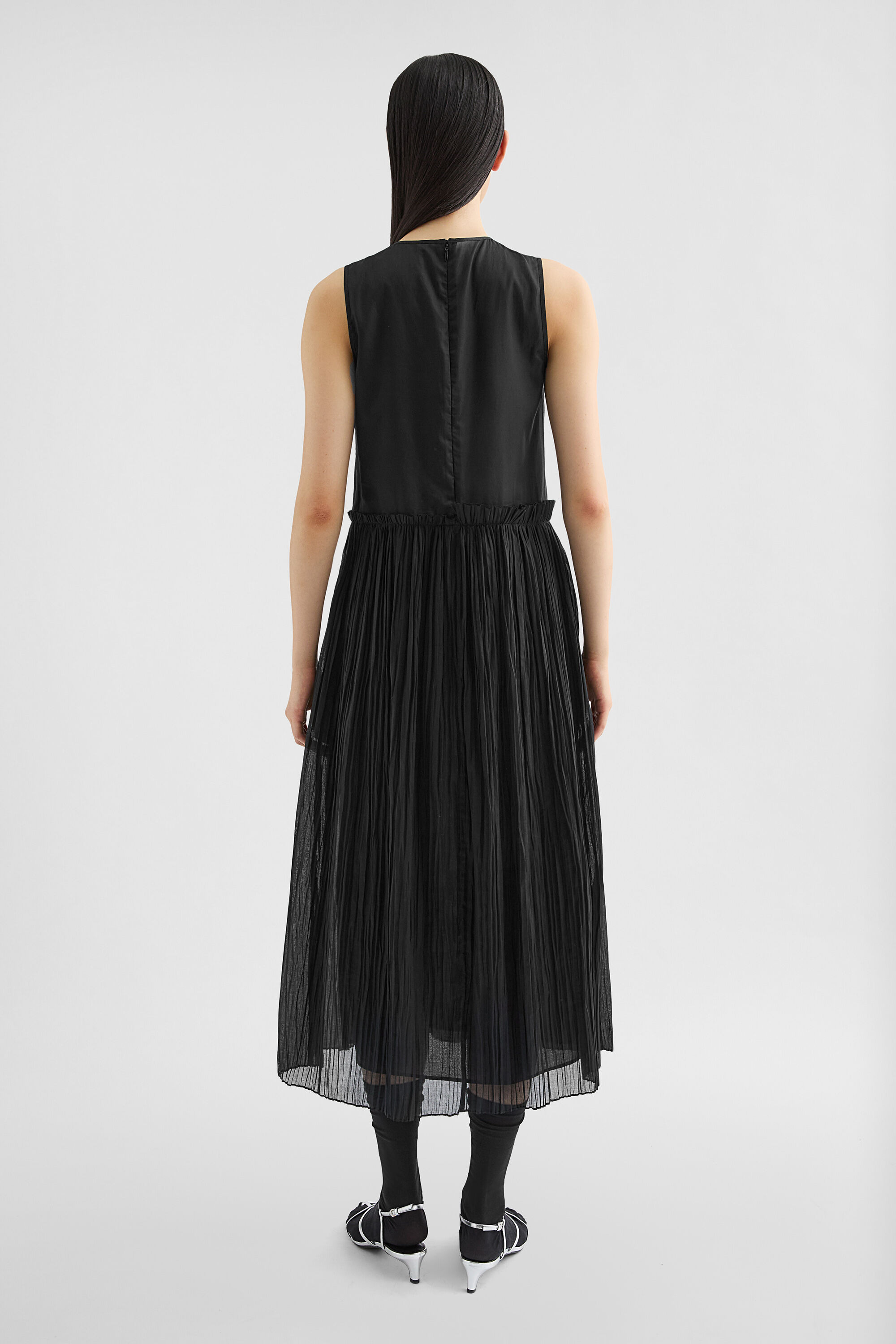 Cotton Muslin Pleated Dress - 3