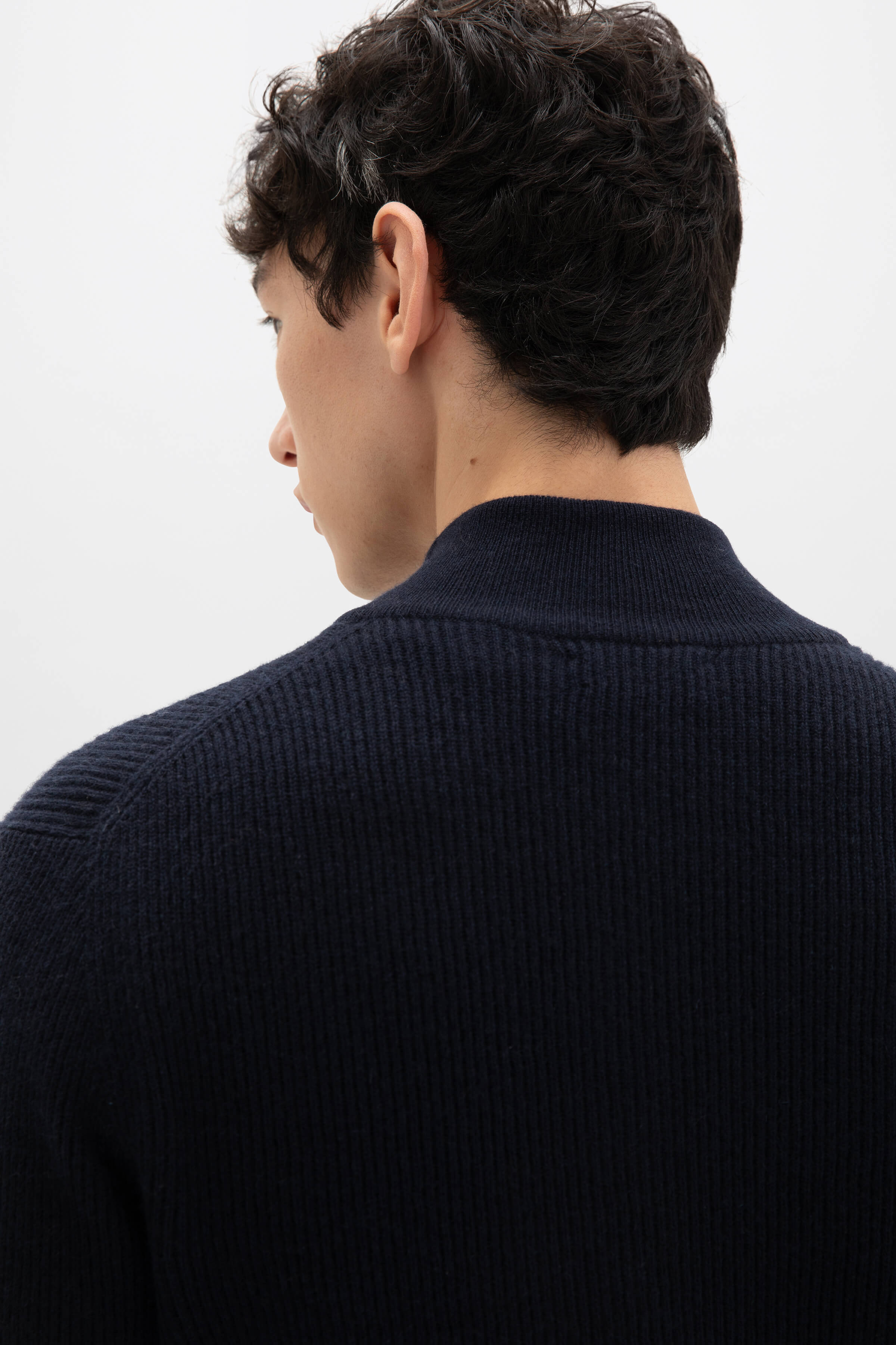 Ribbed Cashmere Navy Cardigan - 3