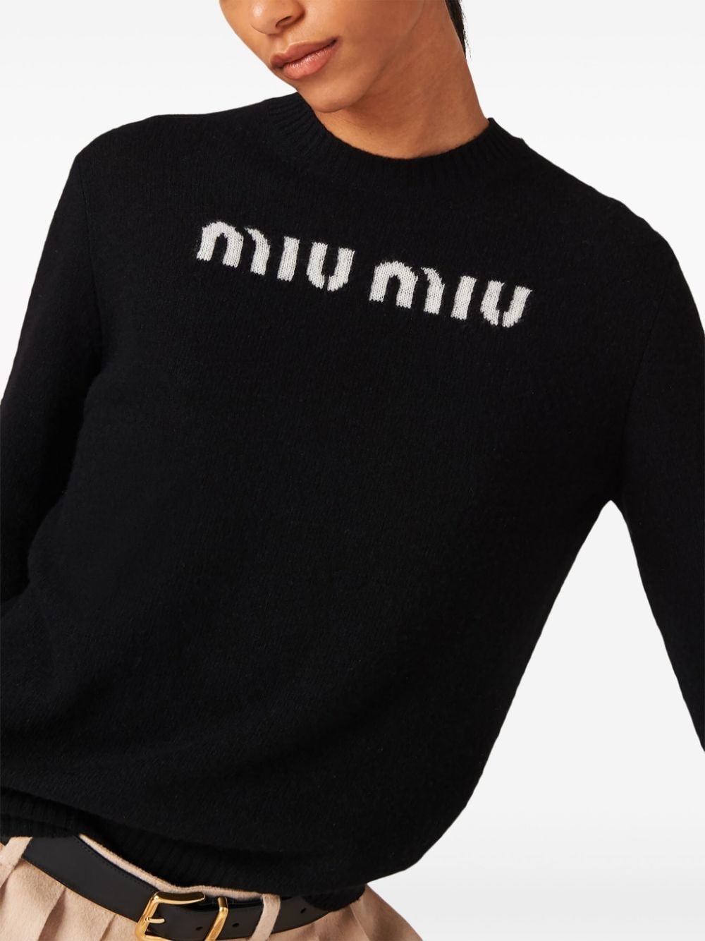 logo-jacquard cashmere jumper - 5