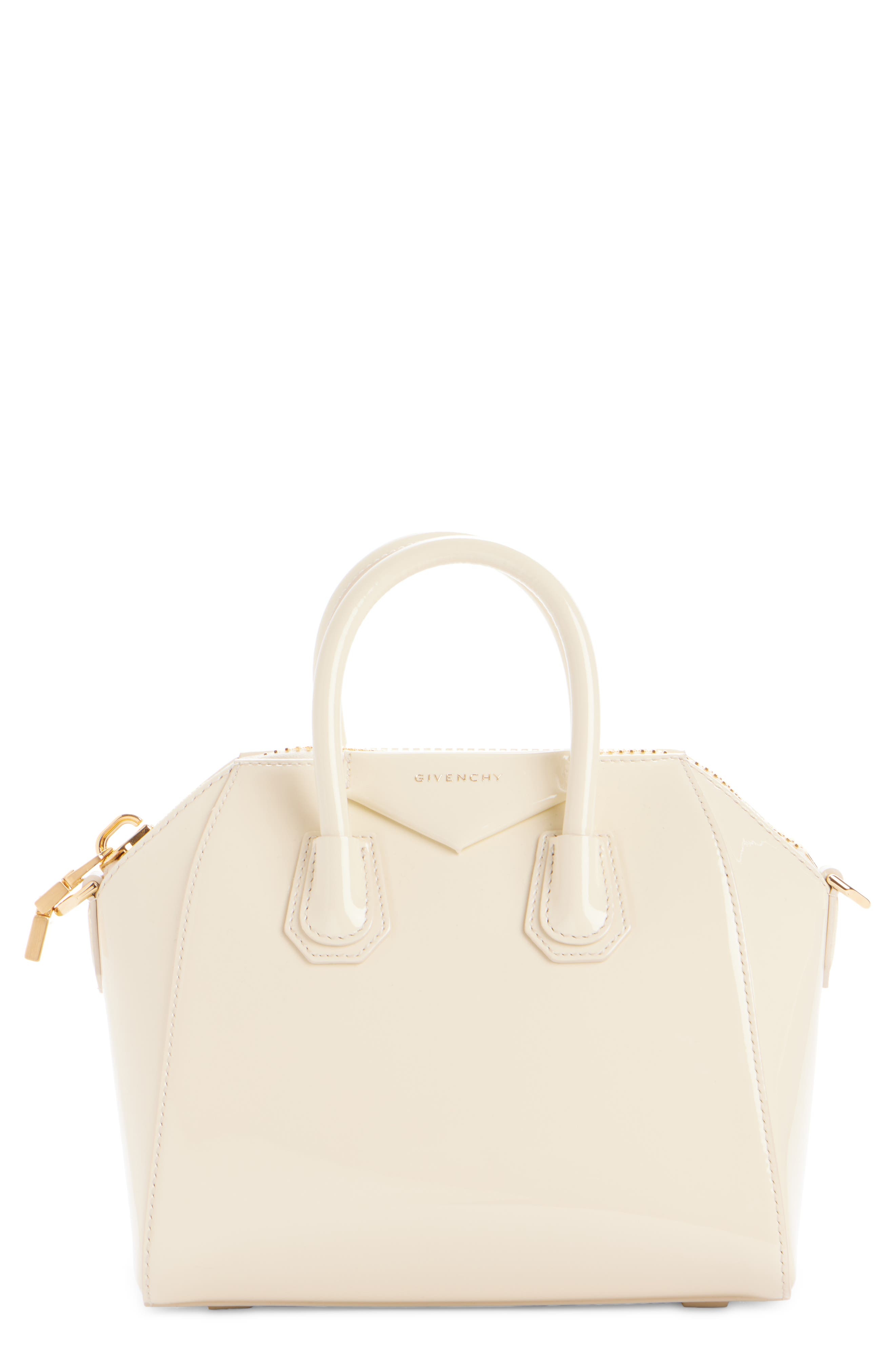 Givenchy Mini Antigona Patent Leather Satchel in 156-Cream at Nordstrom - 1