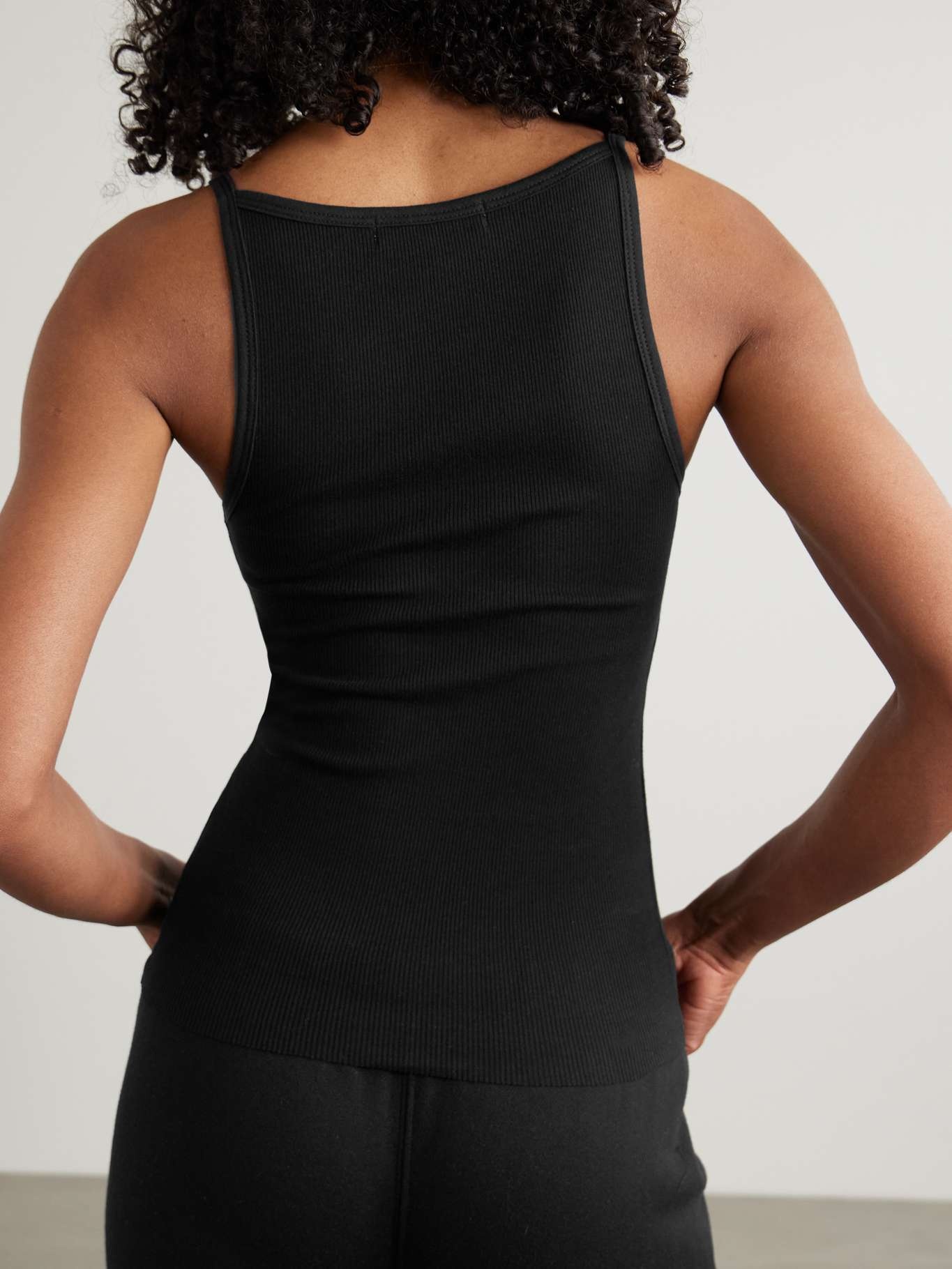 Iris ribbed stretch-cotton and modal-blend jersey tank Black - 3