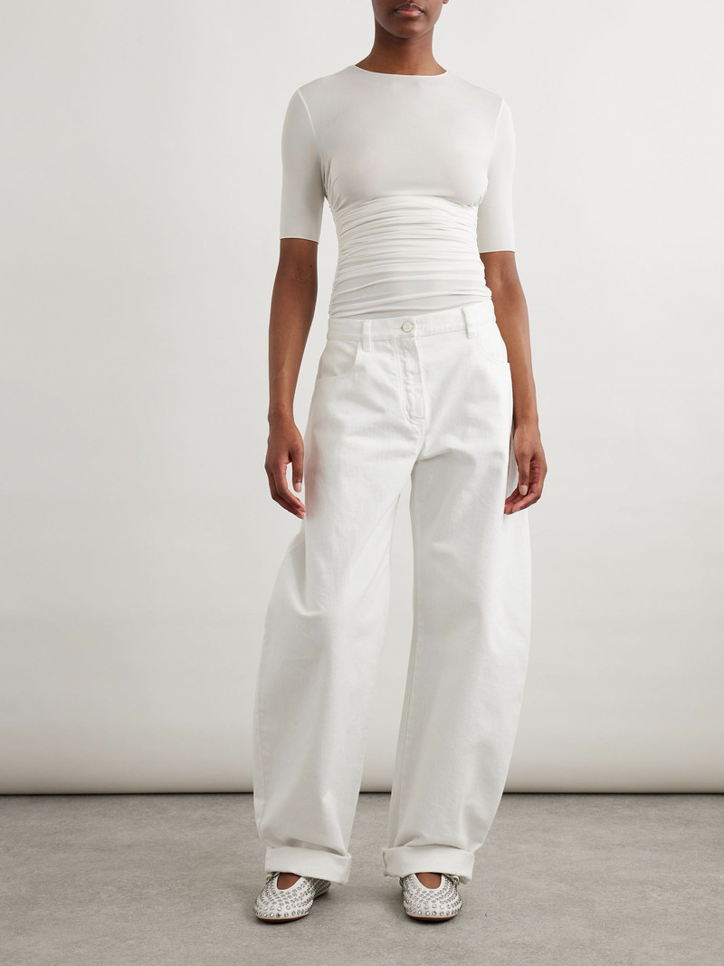 Alaïa Ruched stretch-jersey T-shirt White outlook