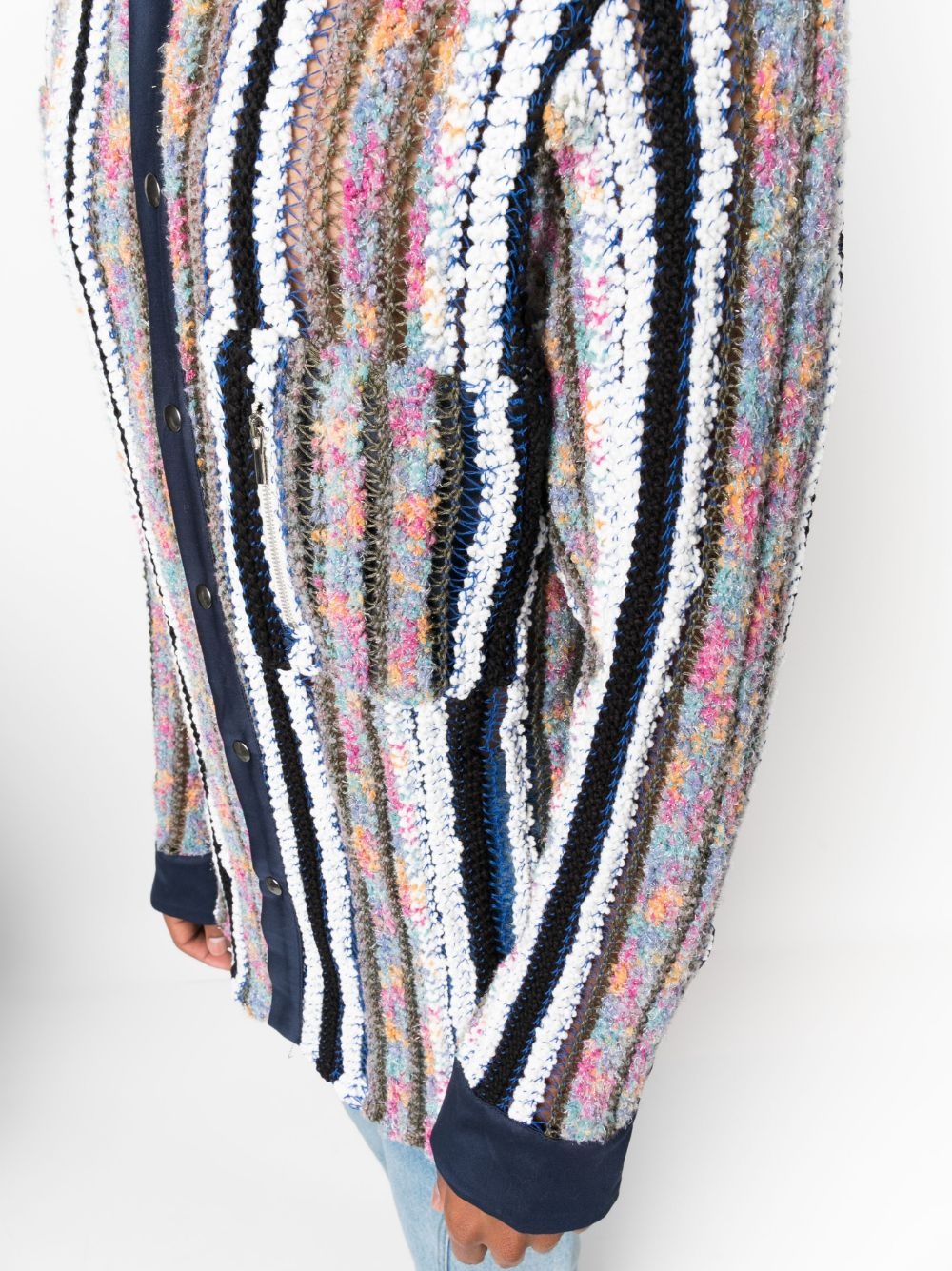 striped knit-panel shirt - 5