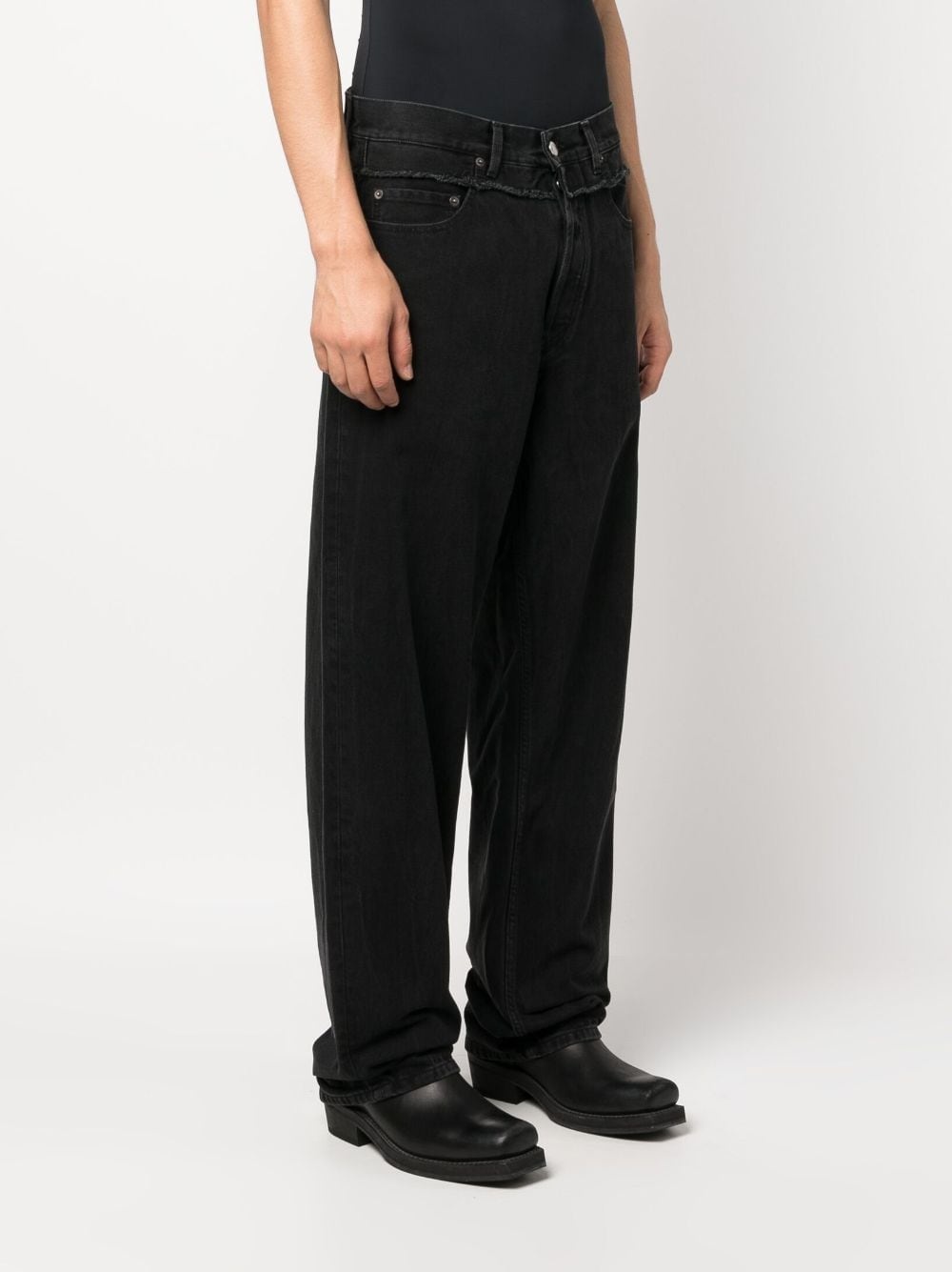 frayed-trim loose jeans - 3