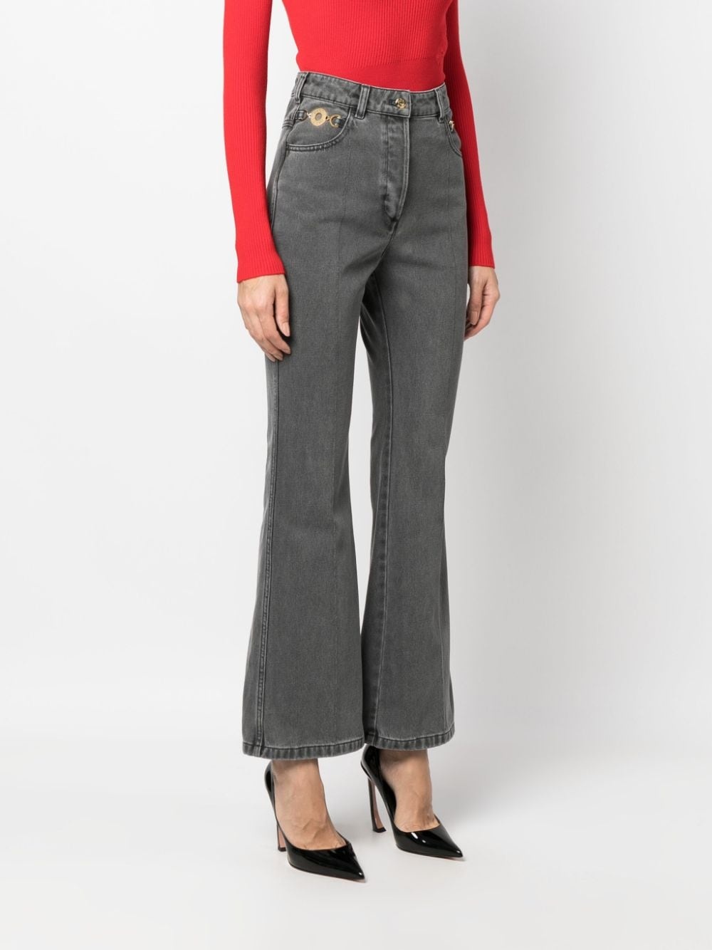 logo-embroidered flared jeans - 3