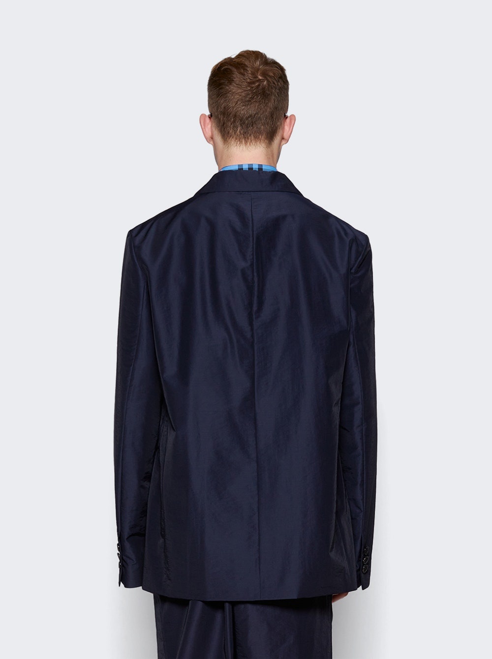 Technical Wool Double Breasted Suit Jacket Midnight Blue - 5