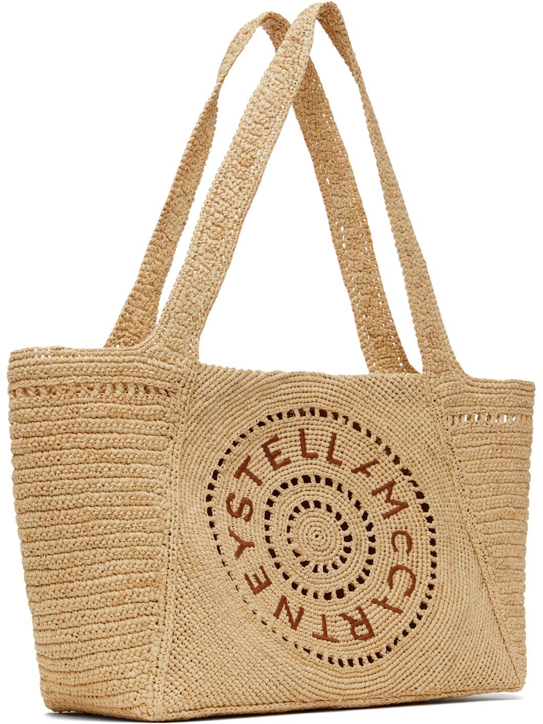 Beige Logo Raffia Medium Tote - 2