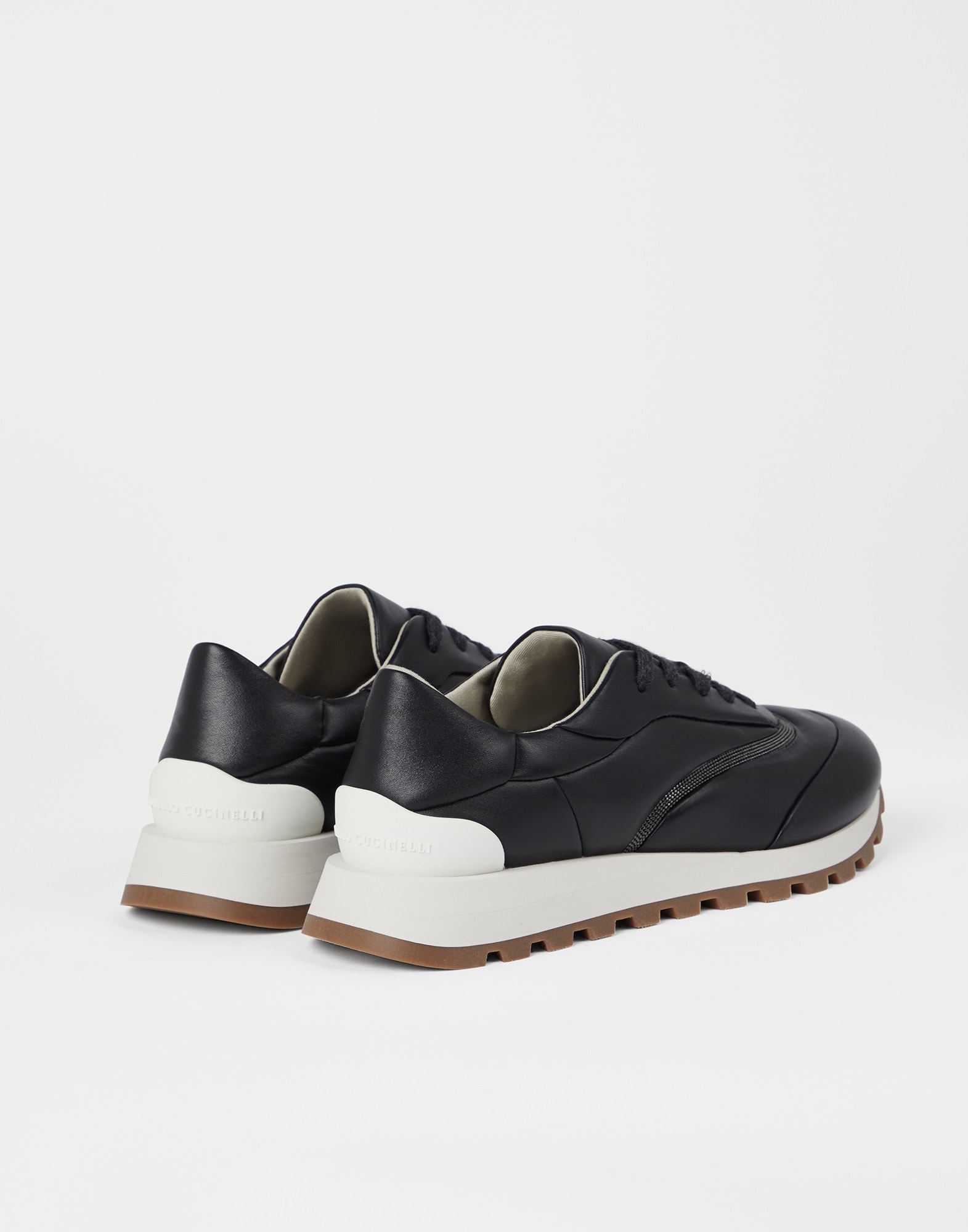 Nappa leather runners with precious stripe detail - 2