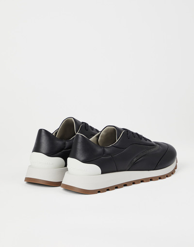 Brunello Cucinelli Nappa leather runners with precious stripe detail outlook