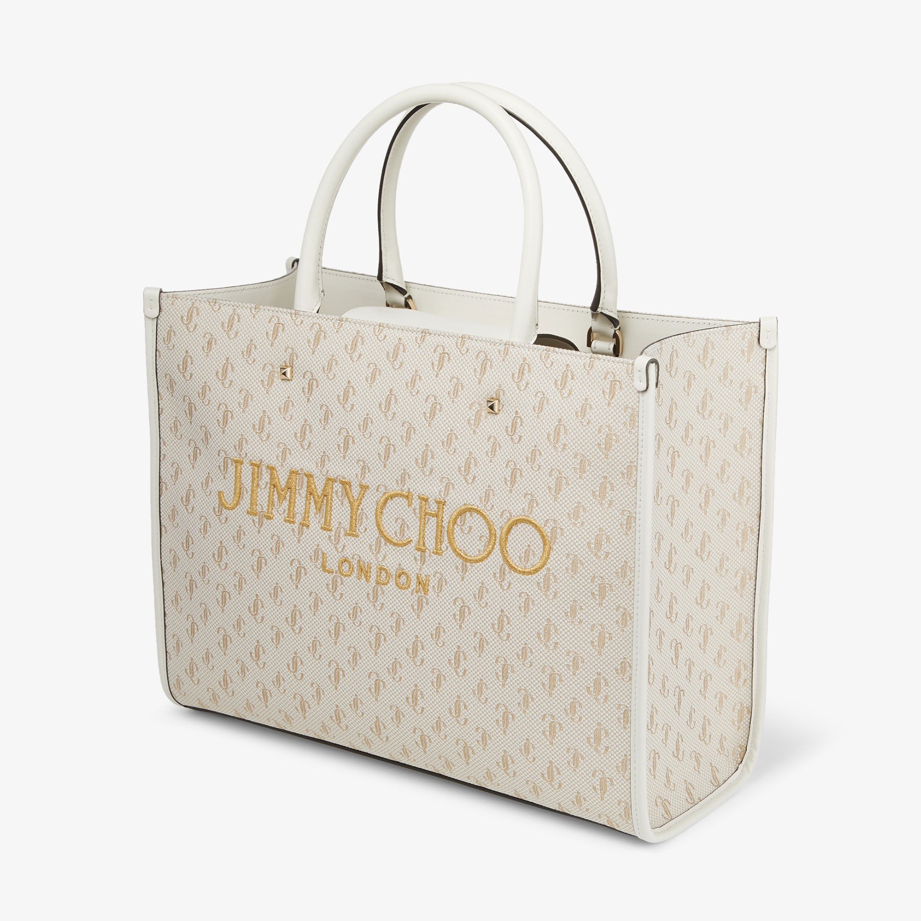 Avenue M Tote
Latte JC Monogrammed Jacquard Tote Bag with Embroidered Logo - 4