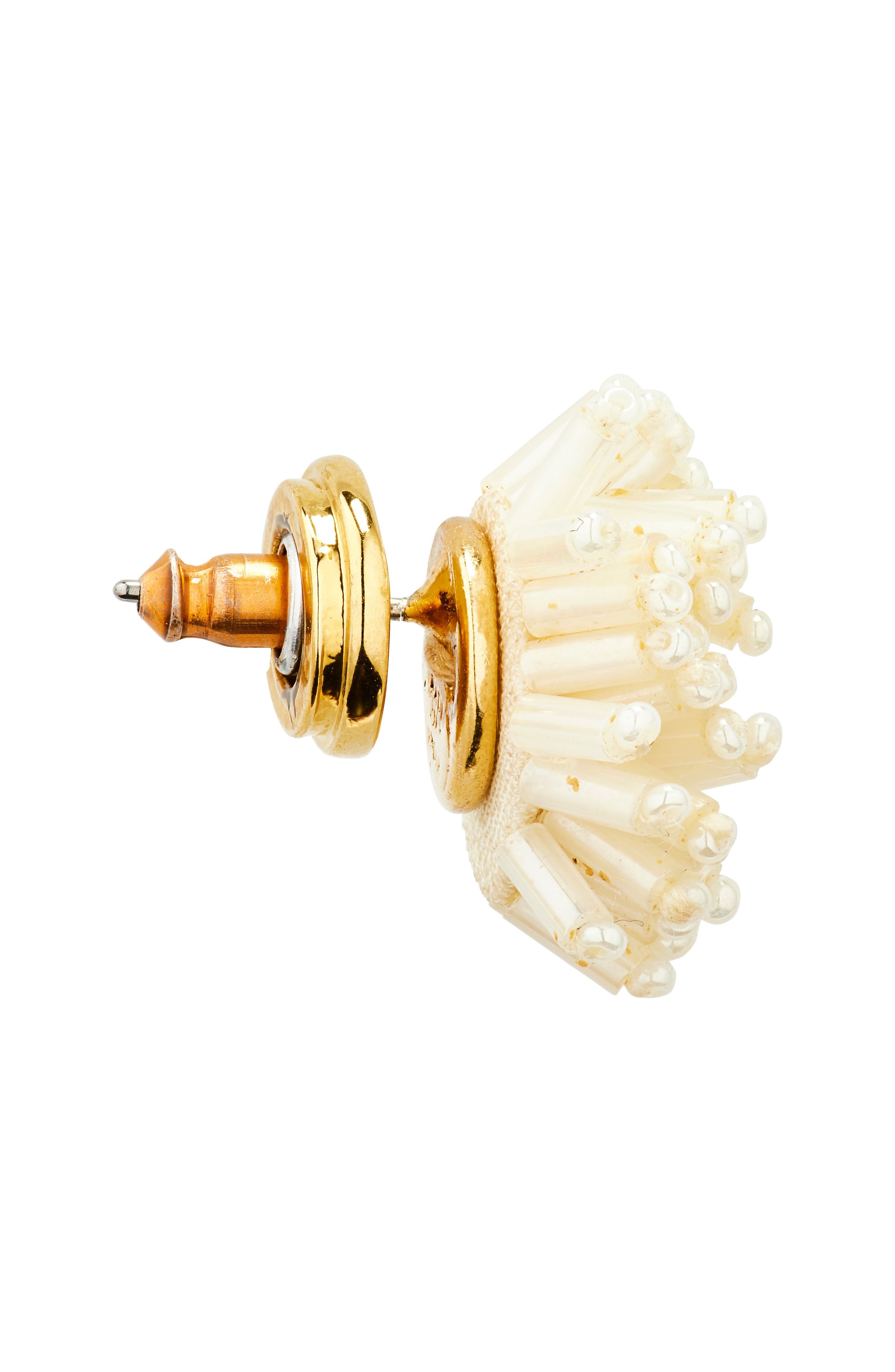 Oscar de la Renta Beaded Pompom Flower Earrings in Ivory at Nordstrom - 5