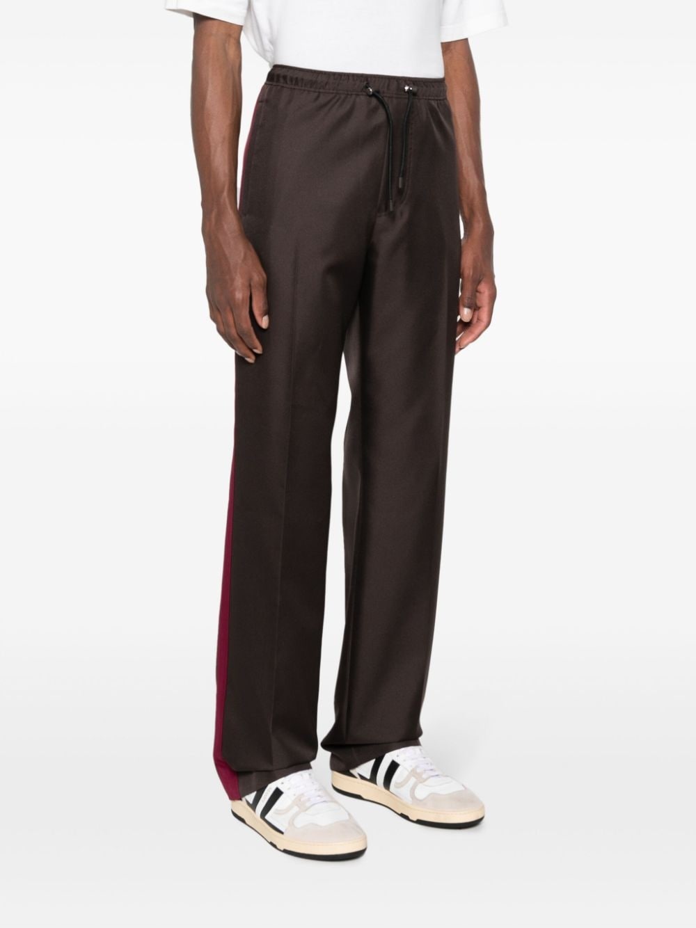 side-stripe drawstring straight-leg trousers - 3