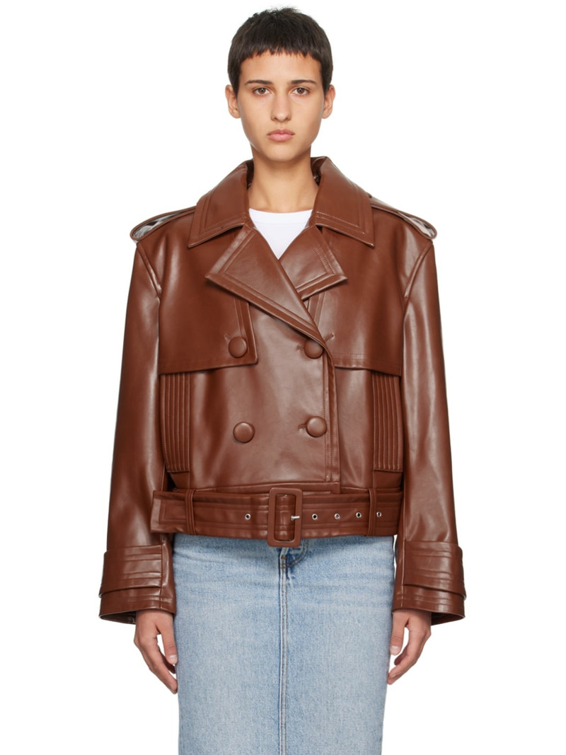Brown Fern Faux-Leather Jacket 1