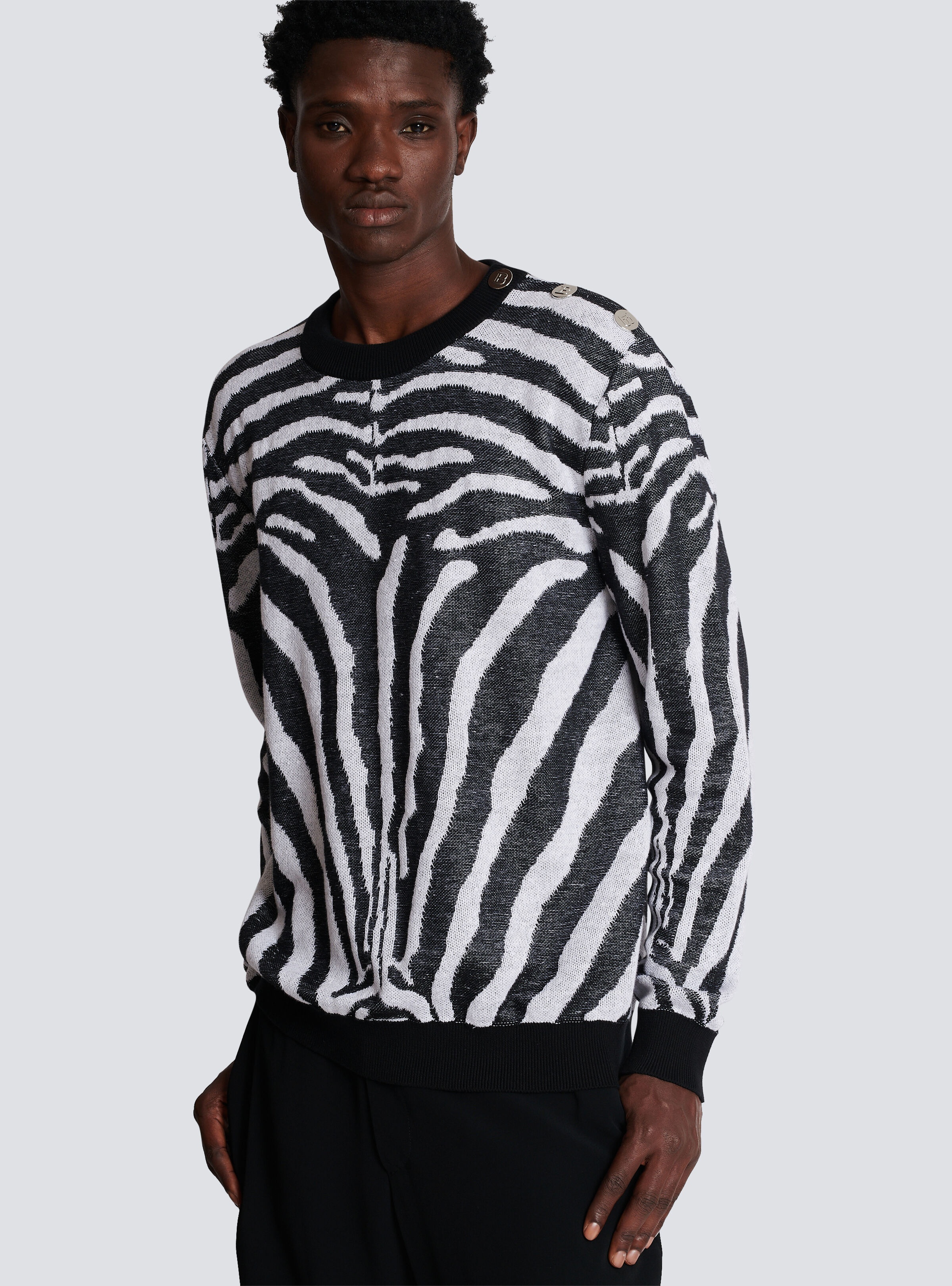 Zebra print linen jumper - 6
