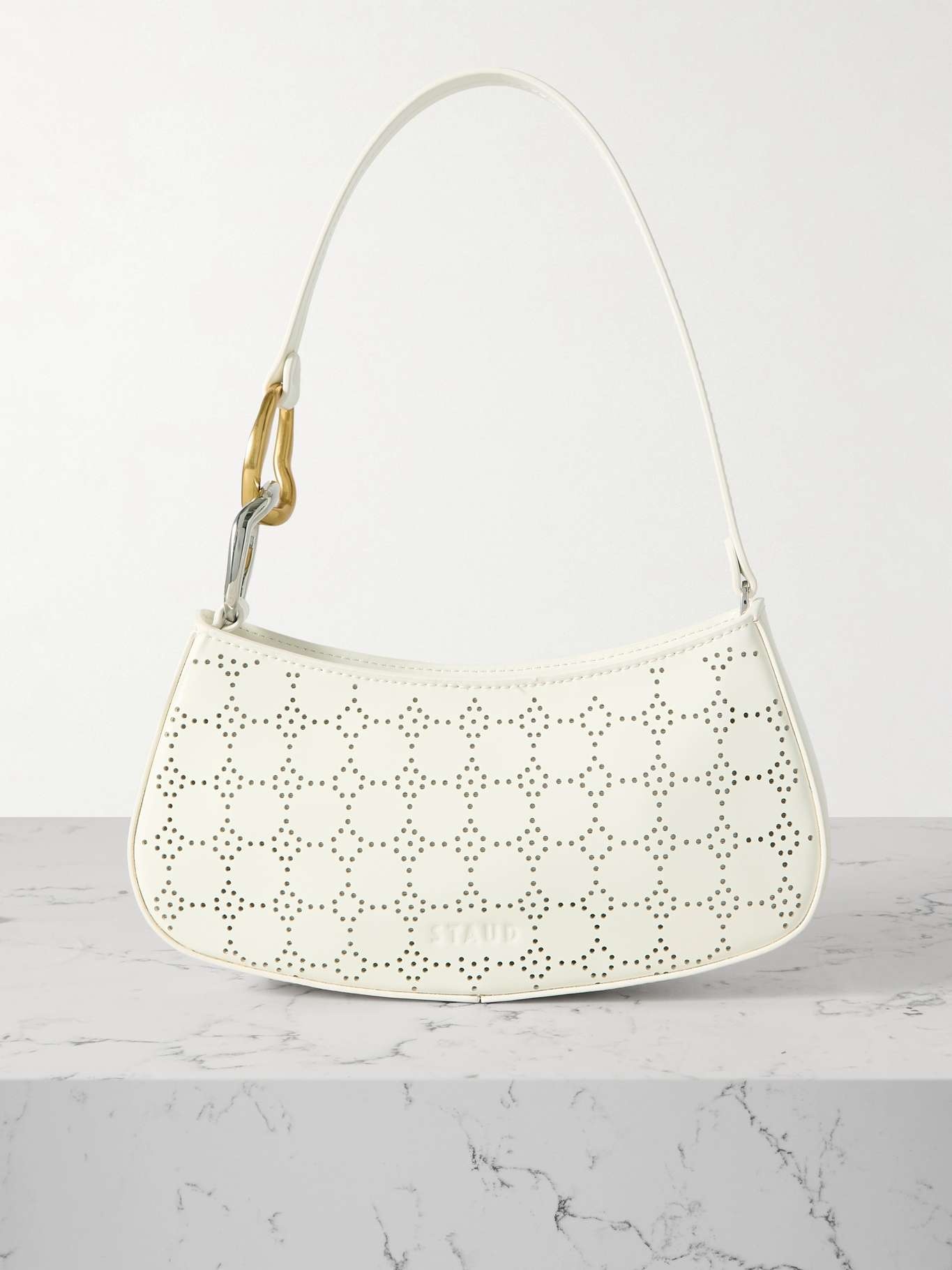 Ollie embellished perforated leather shoulder bag - 1