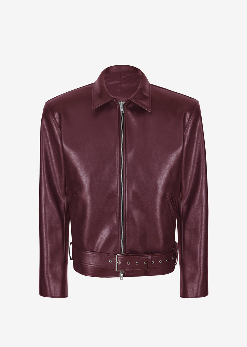 Norbury Faux Leather Jacket - Burgundy 1