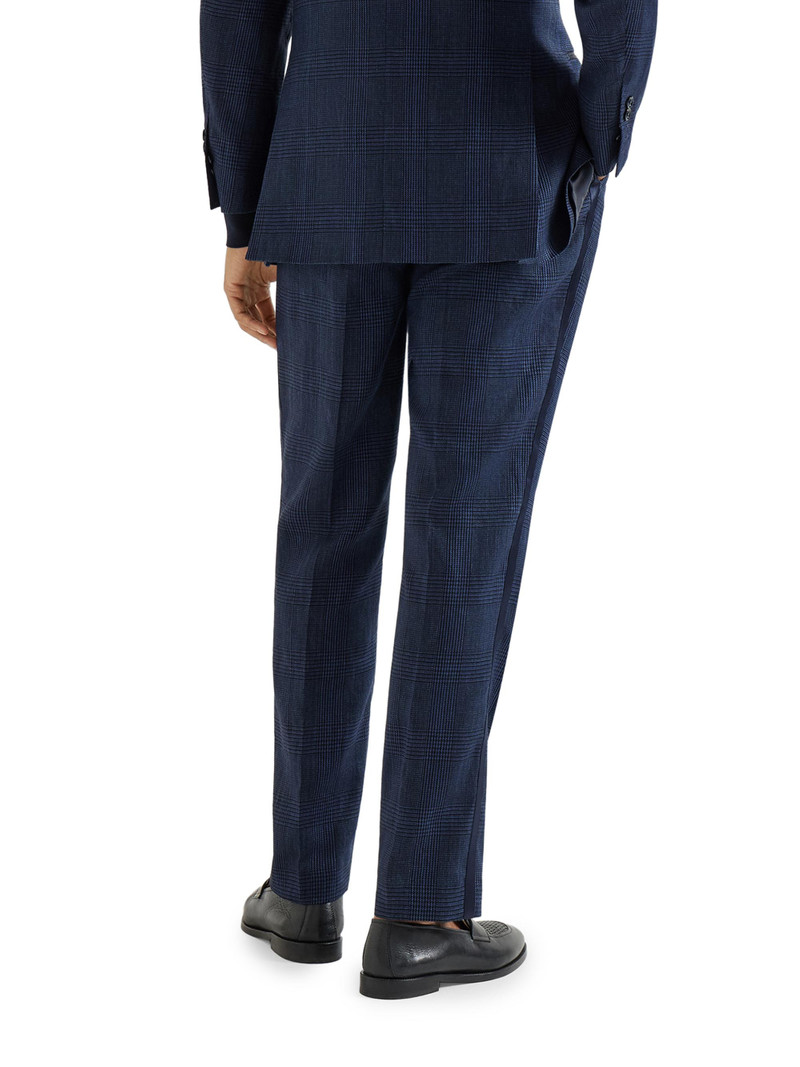 Men's Prince of Wales Tuxedo with Shawl Lapel Jacket and Trousers with Double Pleats - Navy Blue 3