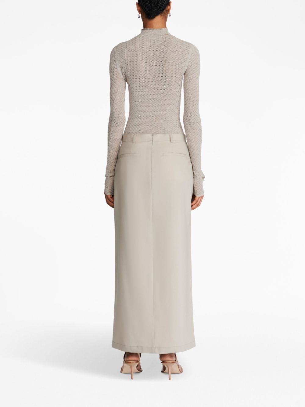 zip-detail wool midi skirt - 4