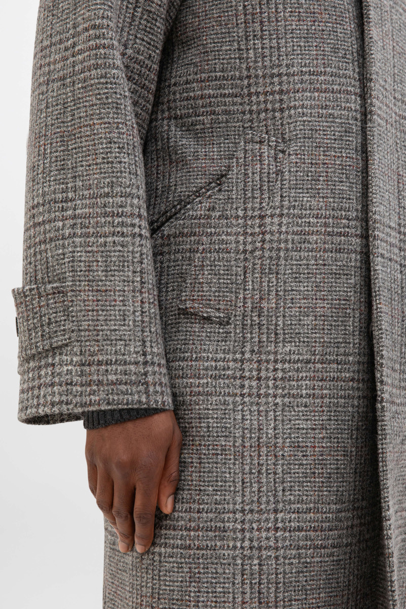 'The Balmacaan' Men's Coat | Grey & Rust Glen Check 4