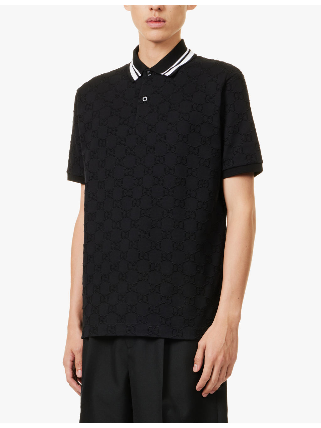 Logo-embroidered contrast-collar stretch-cotton polo shirt - 3