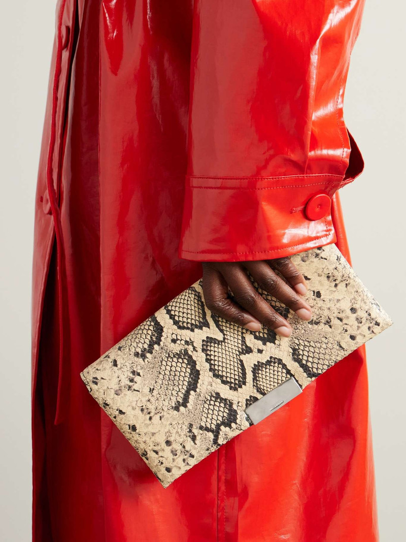 Jil Sander Snake-effect leather clutch Snake print outlook