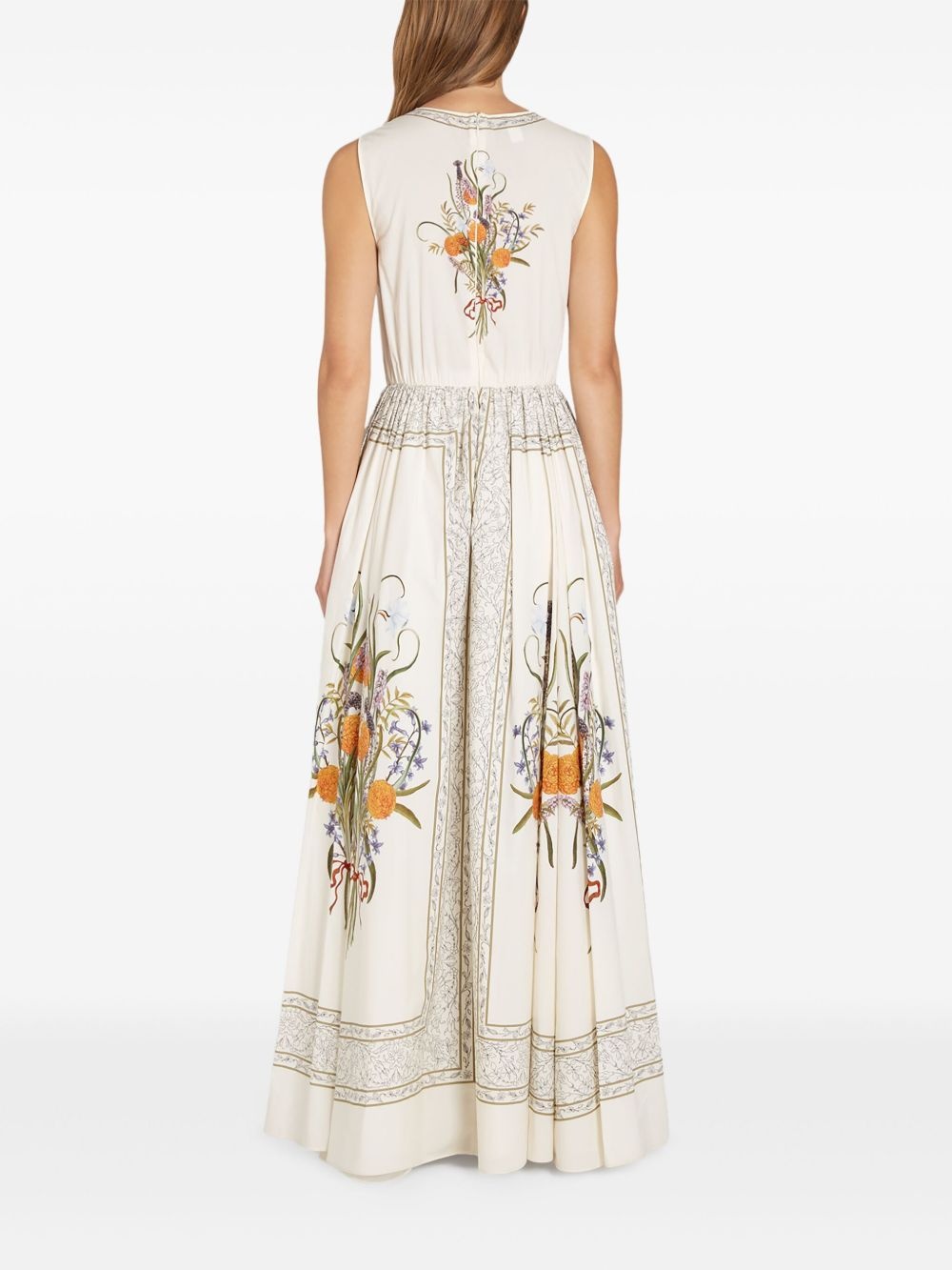 Marigold Bouquets-print poplin dress - 4
