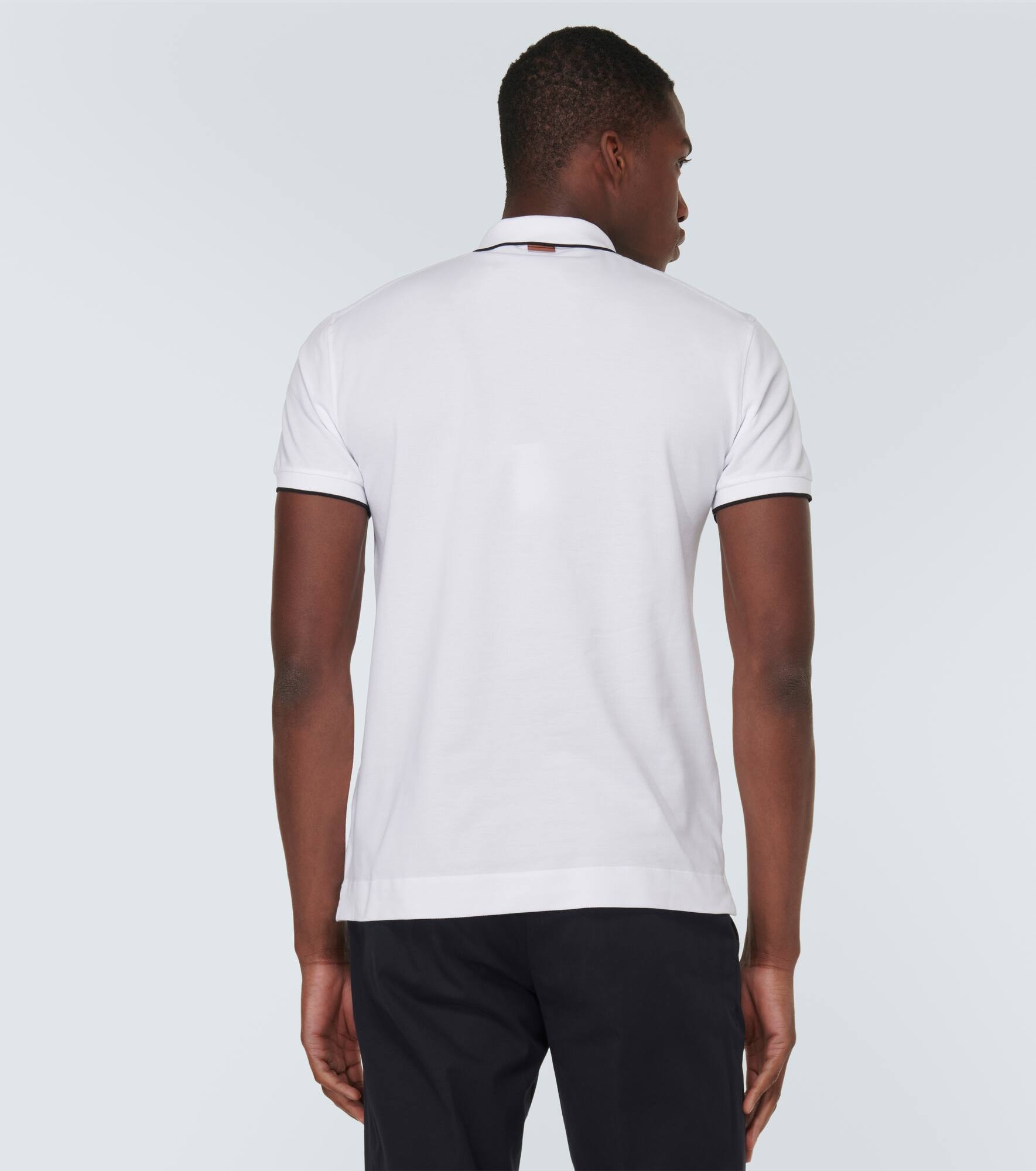 Logo cotton blend polo shirt - 4