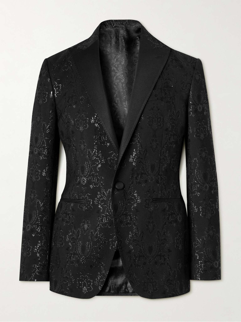 Silk-Trimmed Paisley-Jacquard Wool-Blend Tuxedo Jacket 1