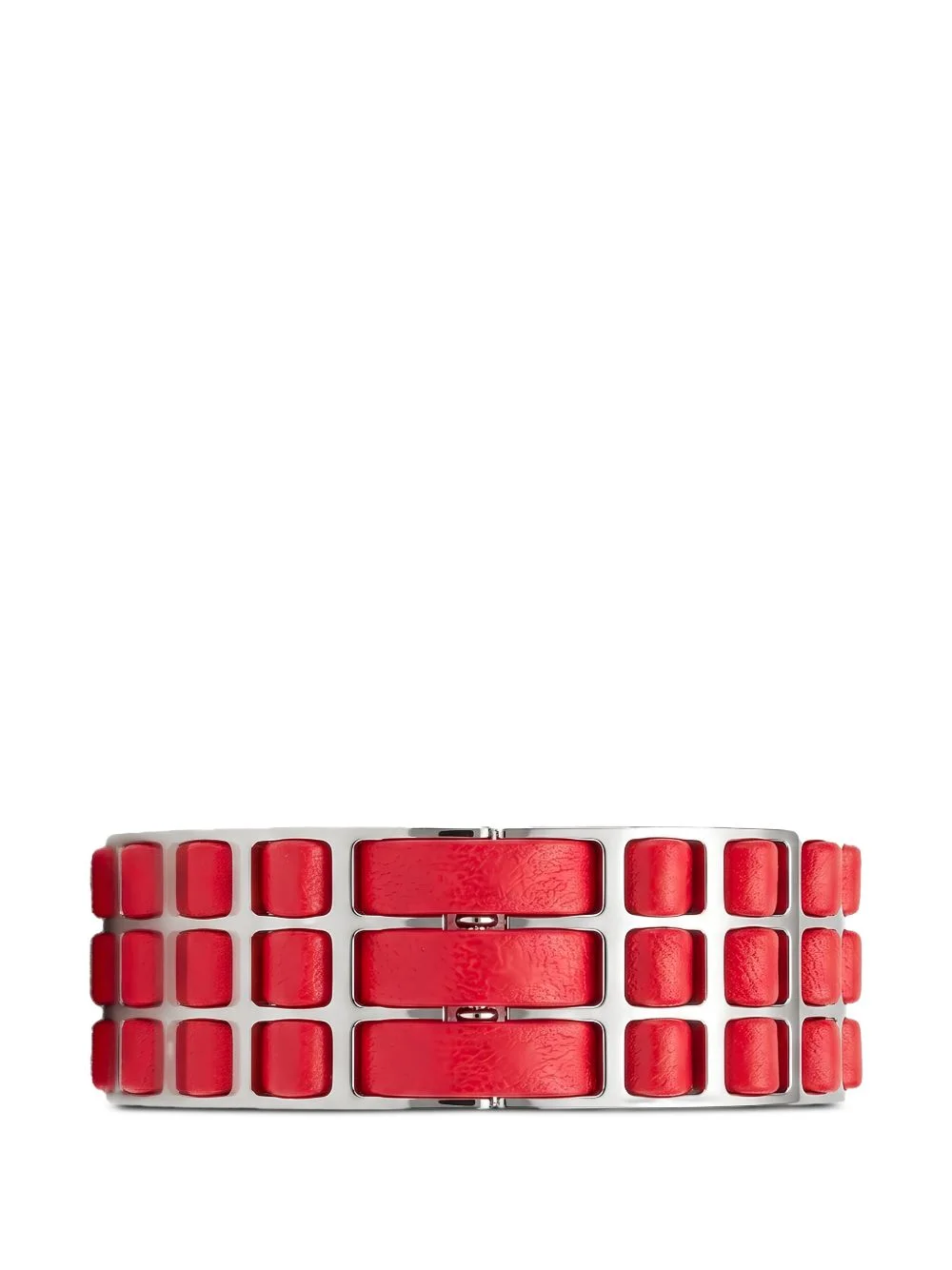 FF motif leather-panelled bracelet - 1