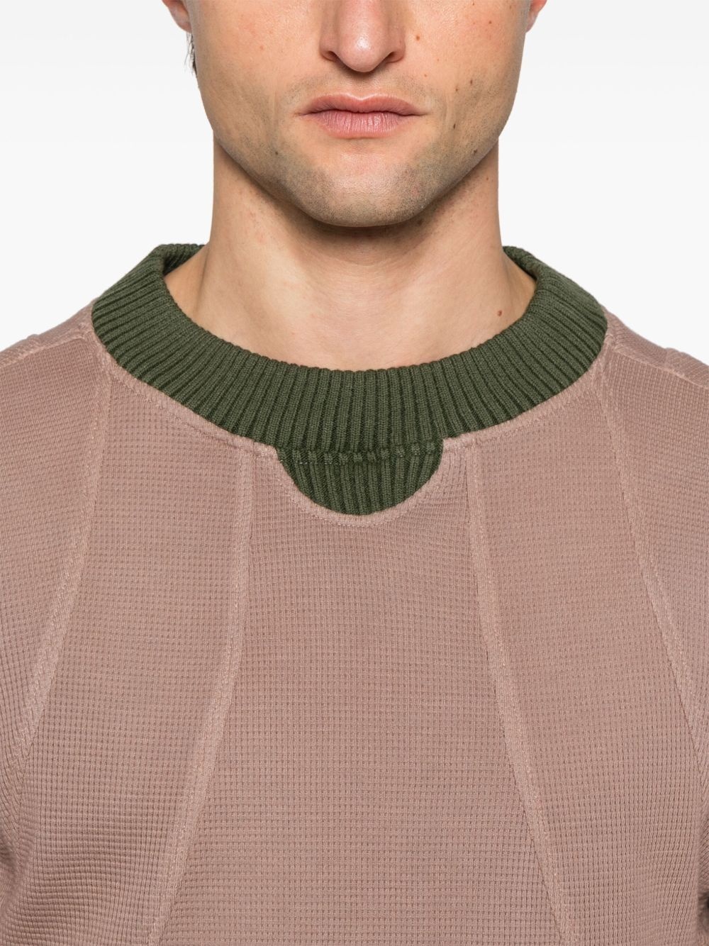 panelled waffle sweatshirt - 5