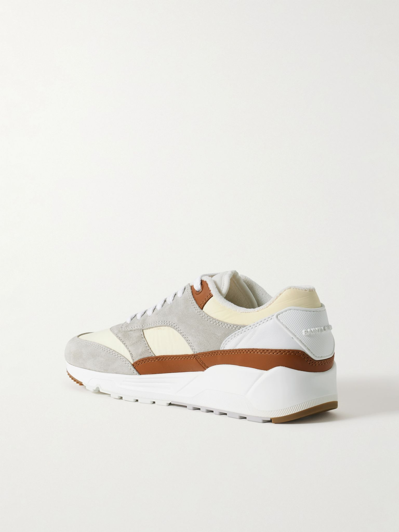 Bump Colour-Block Suede, Shell and Leather Low-Top Sneakers Gray - 4