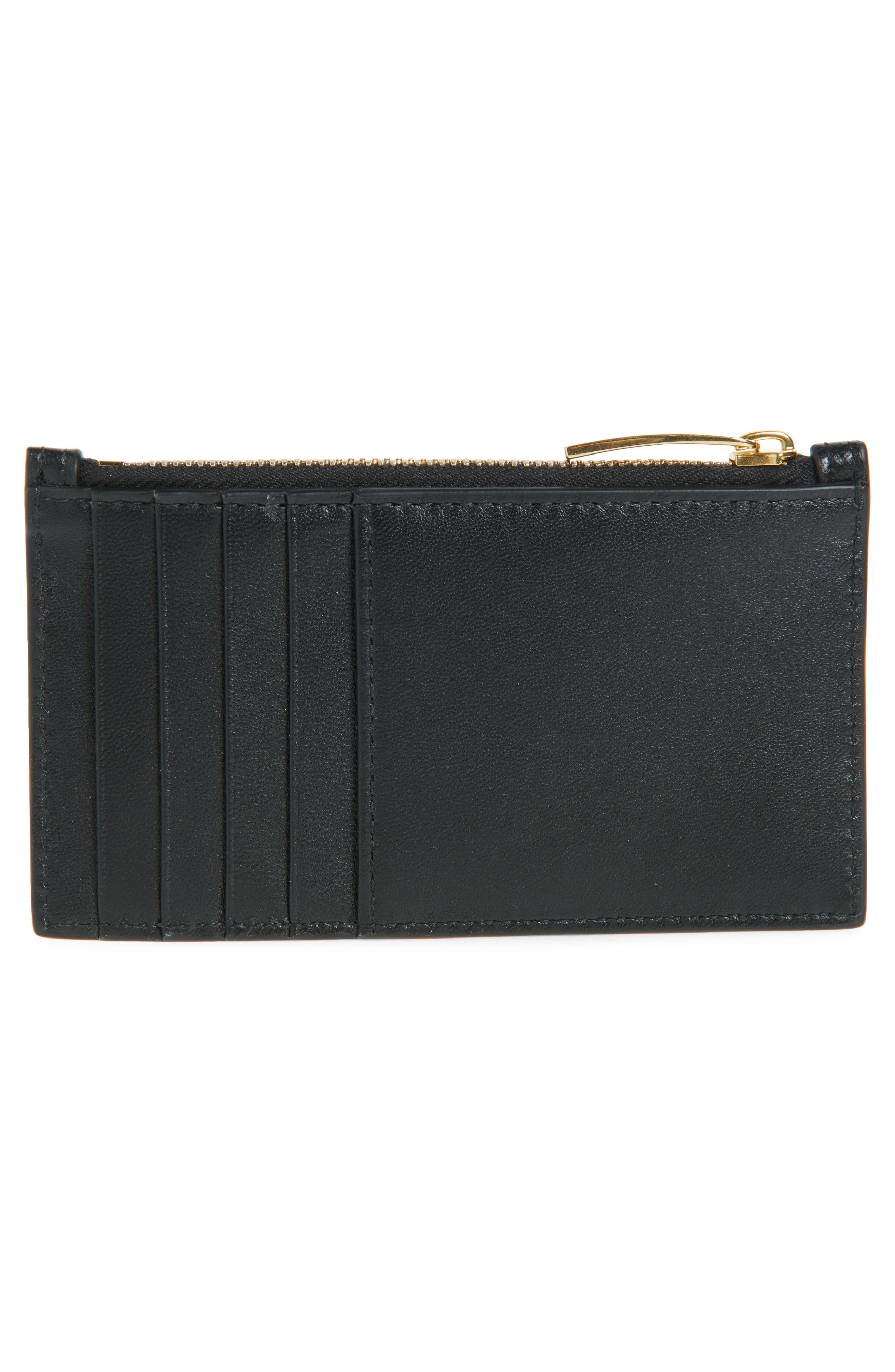 Bottega Veneta Intrecciato Leather Zip Card Case in 8425 Black-Gold at Nordstrom - 4
