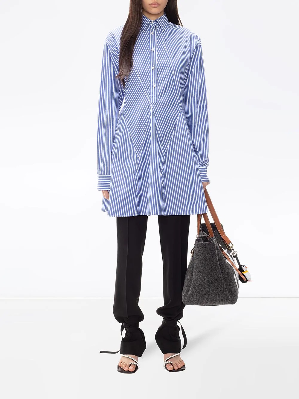 godet-hem striped shirt-dress - 2