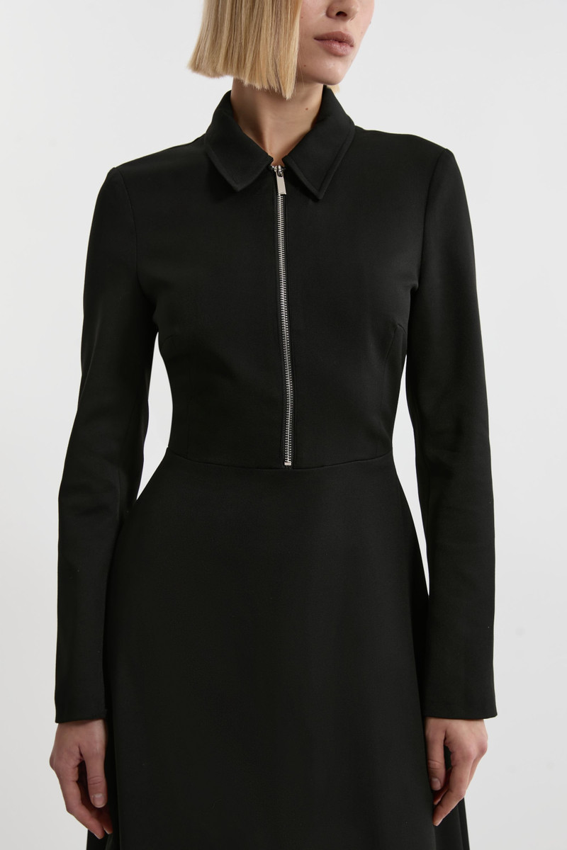 KAREN MILLEN Technical Crepe Tailored Metal Zipp Detail High Low Midi Dress outlook