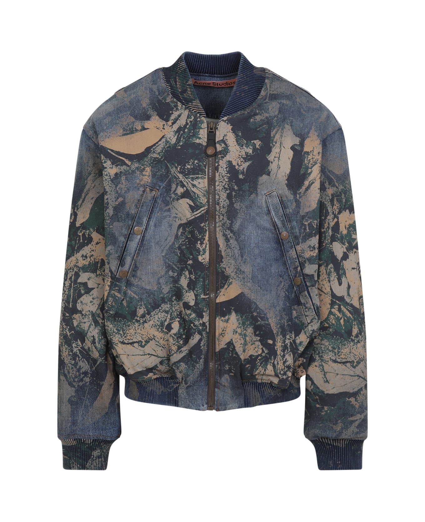 Denim Bomb Jacket With Camo Details - 2