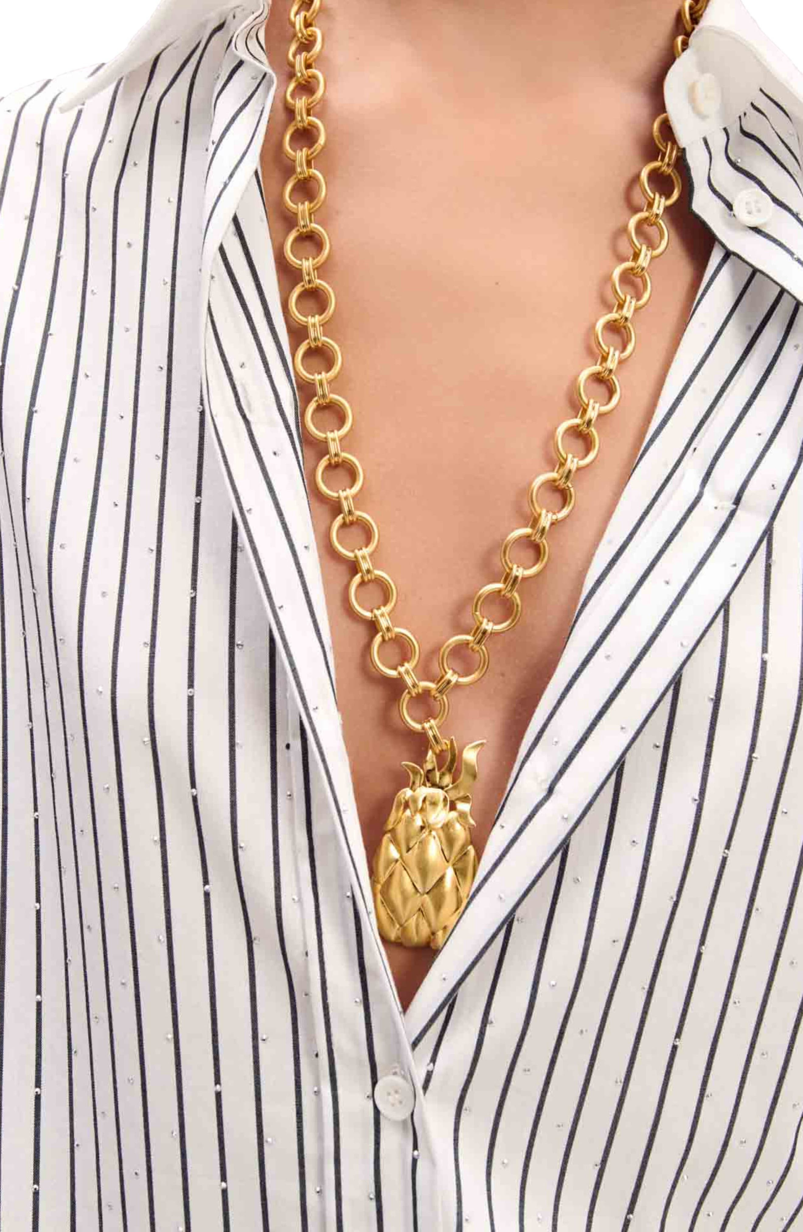 maje Rhinestone striped shirt in Black /White Stripes at Nordstrom - 6